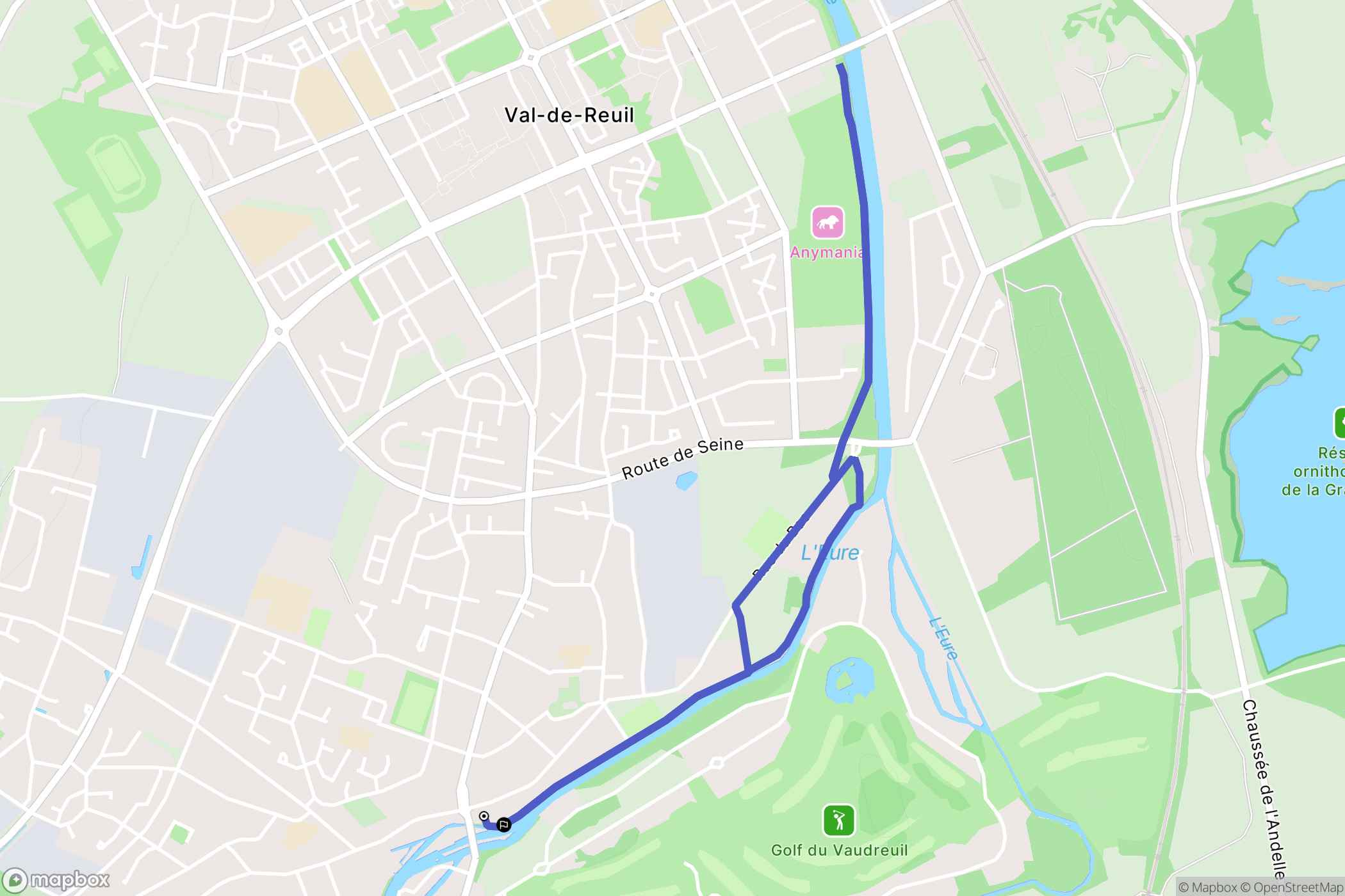 Le Vaudreuil : carte du parcours de randonnée - France