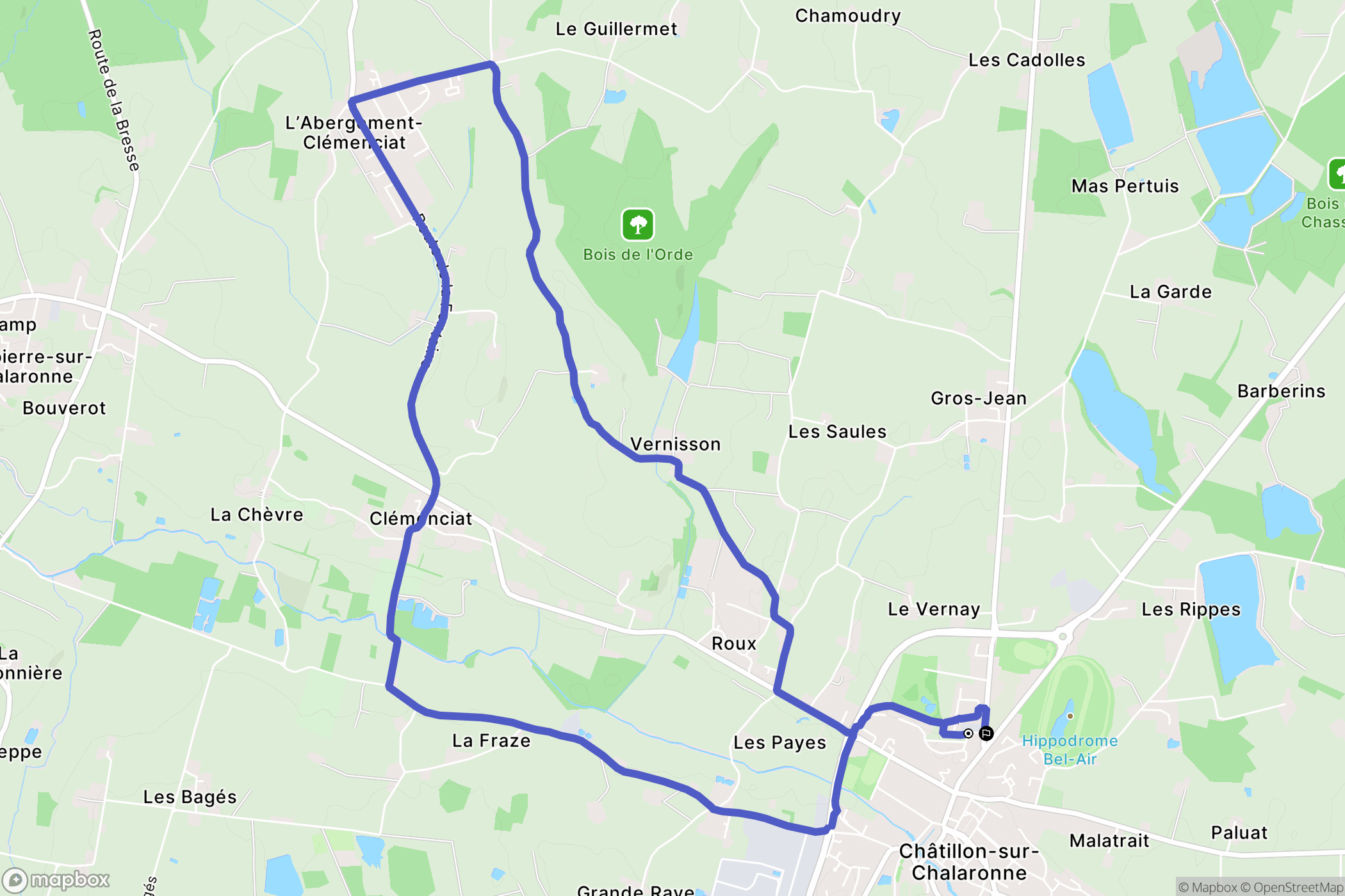 Châtillon-sur-Chalaronne : carte du parcours de randonnée - France