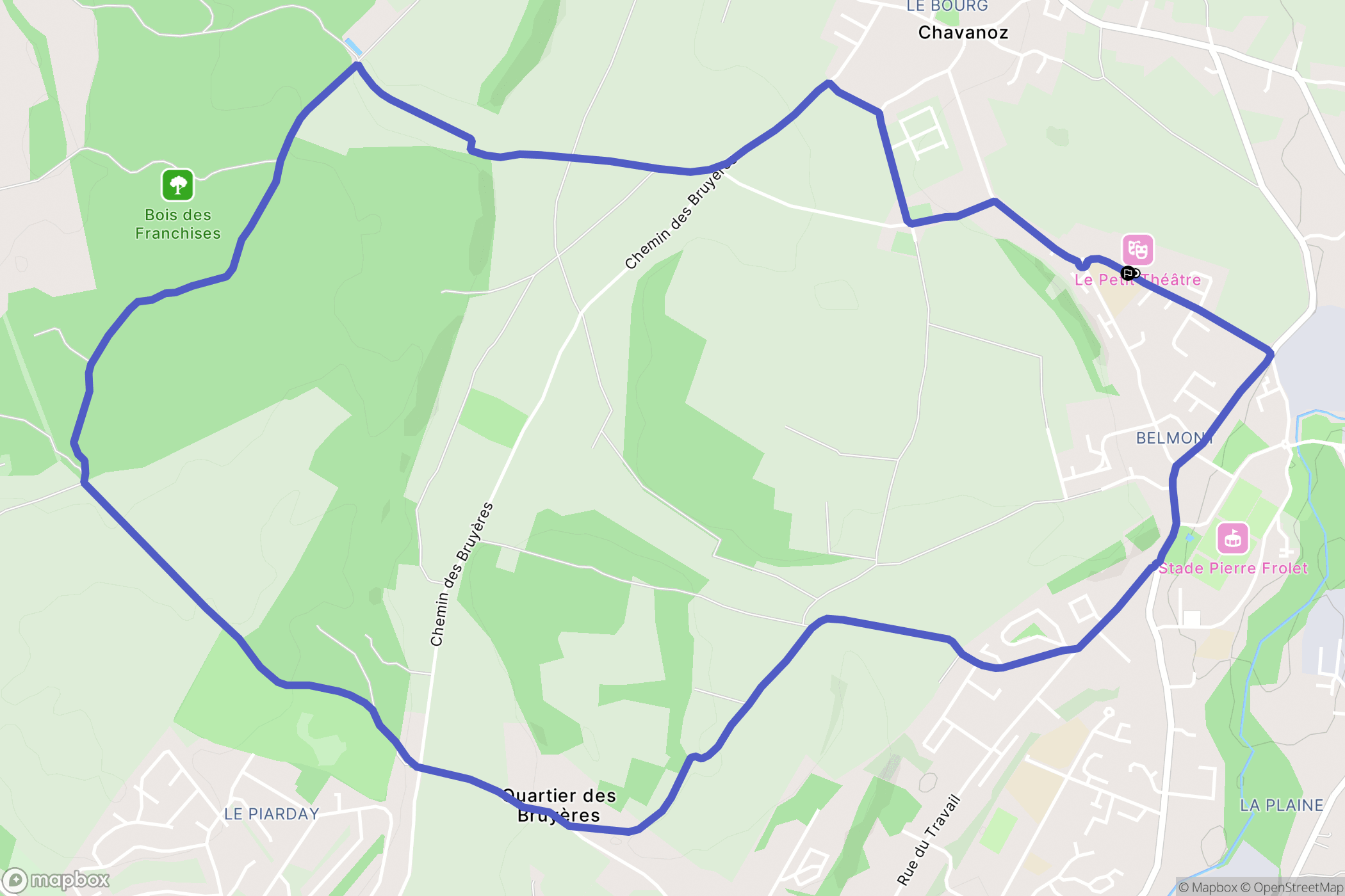 Chavanoz : carte du parcours de randonnée - France