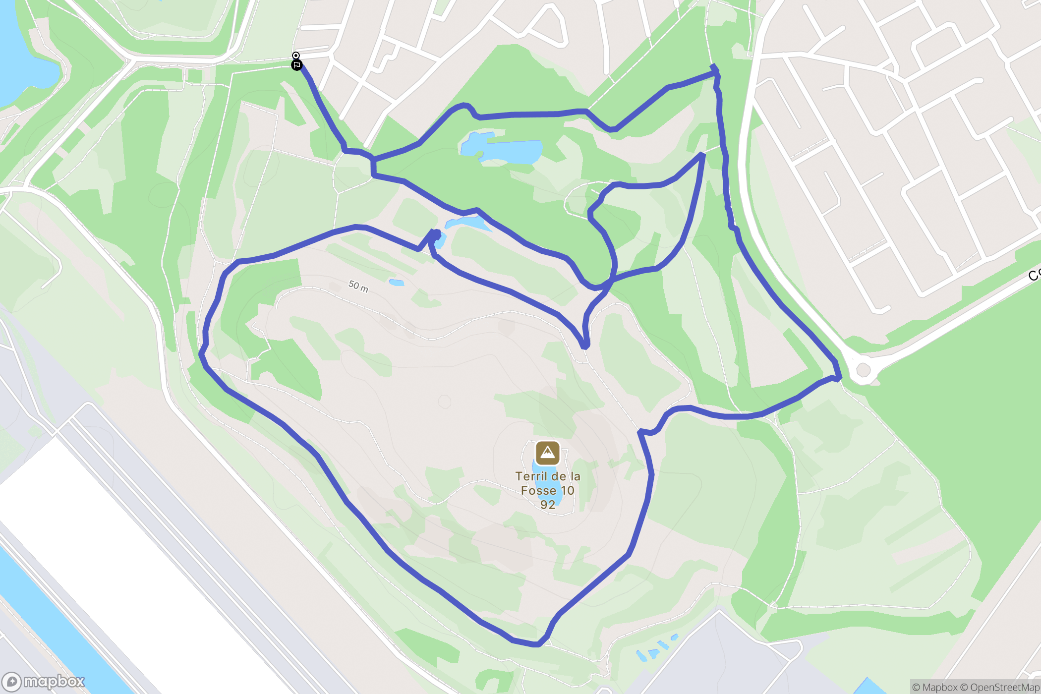 Oignies : carte du parcours de randonnée - France