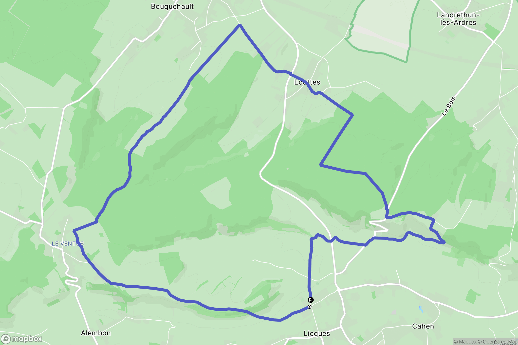 Licques : carte du parcours de randonnée - France