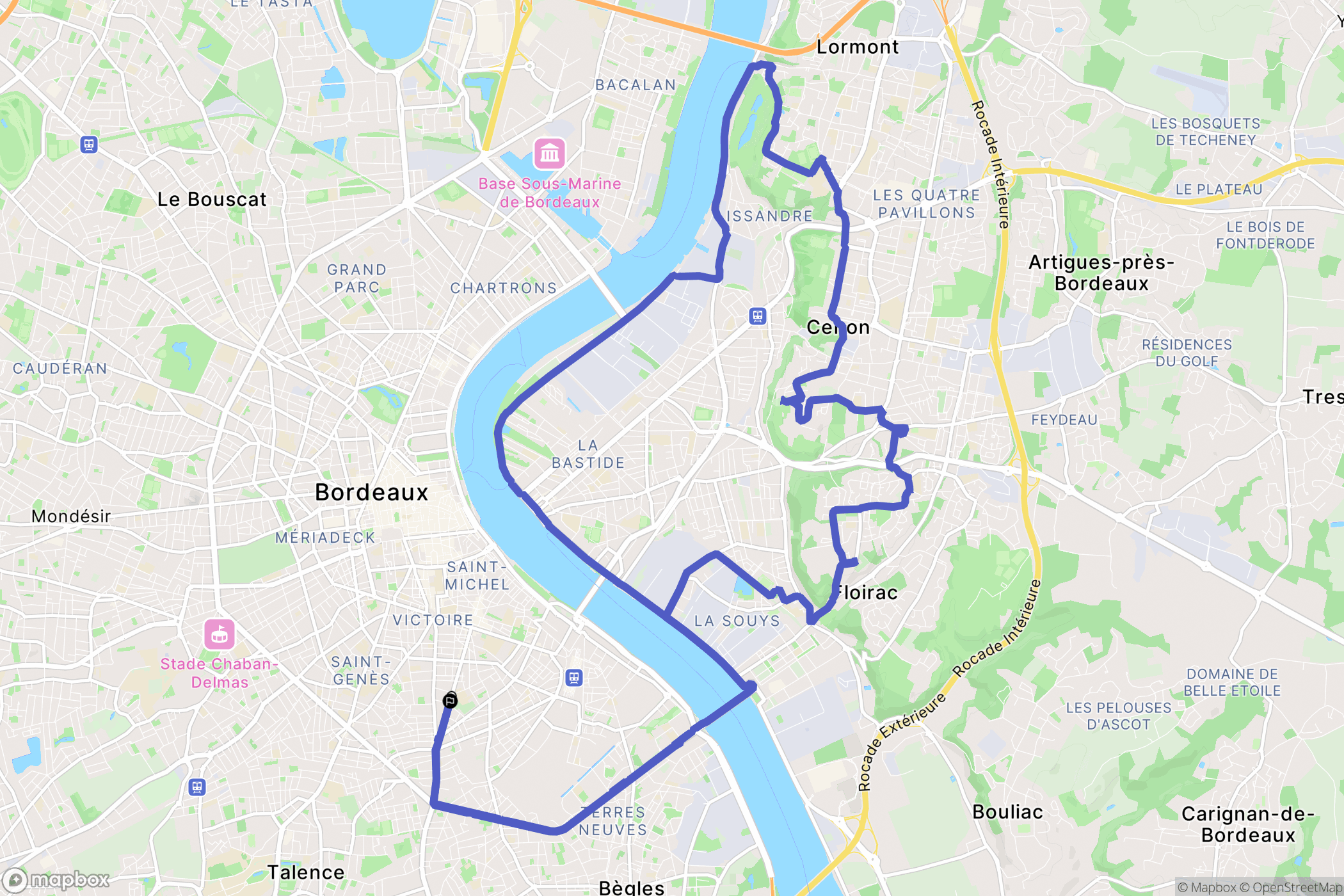Bordeaux : carte du parcours de randonnée - France