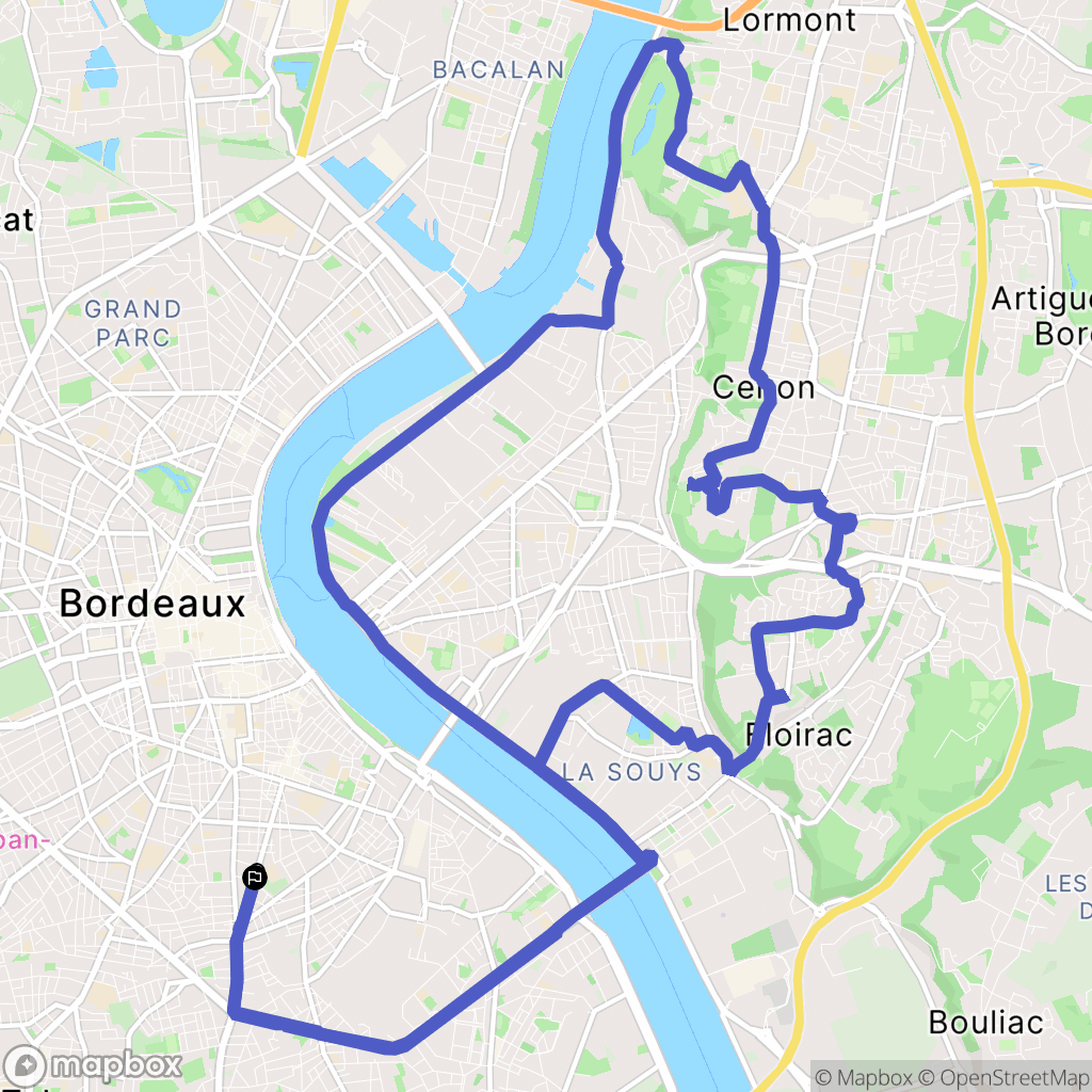 Bordeaux : carte du parcours de randonnée - France
