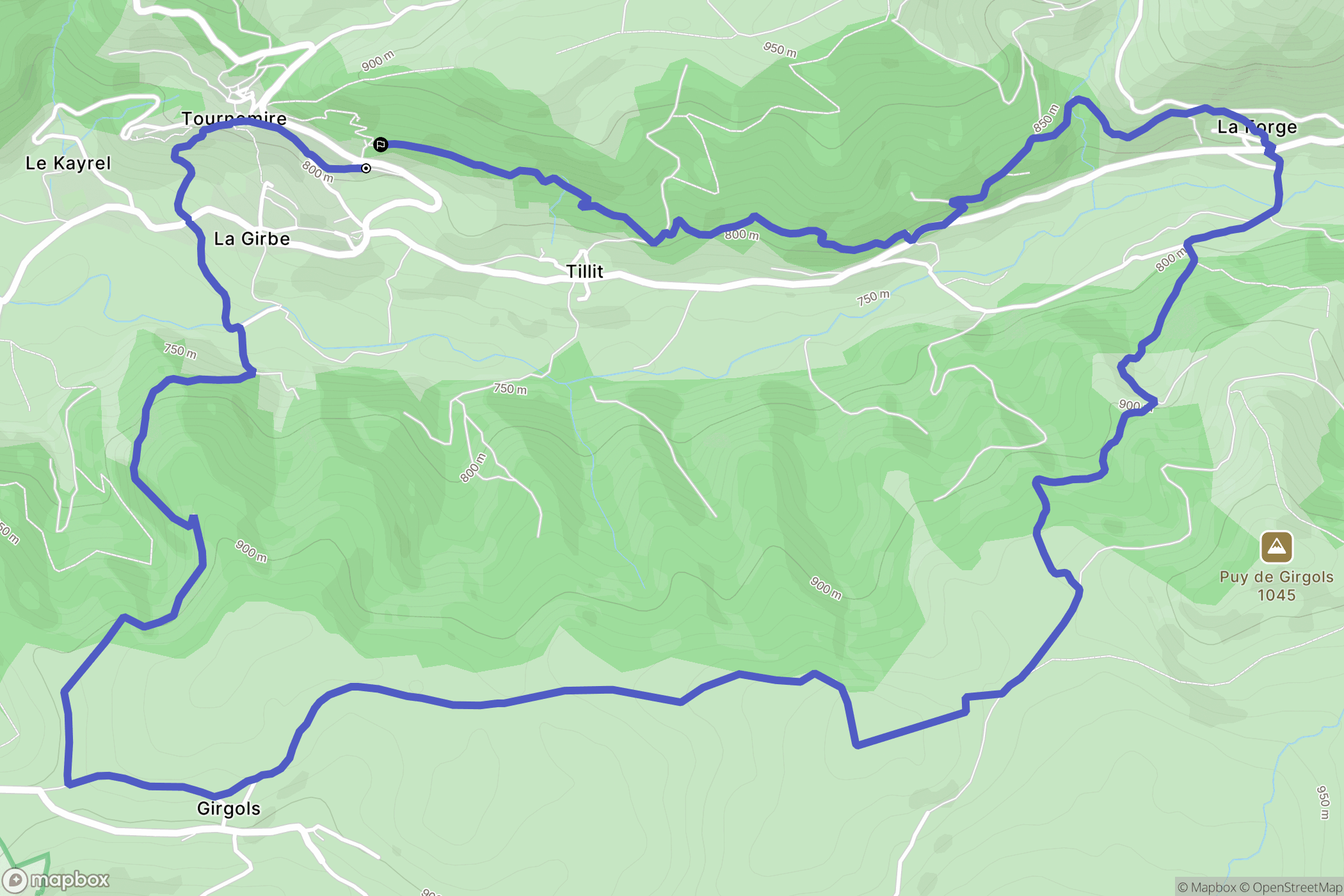 Tournemire : carte du parcours de randonnée - France