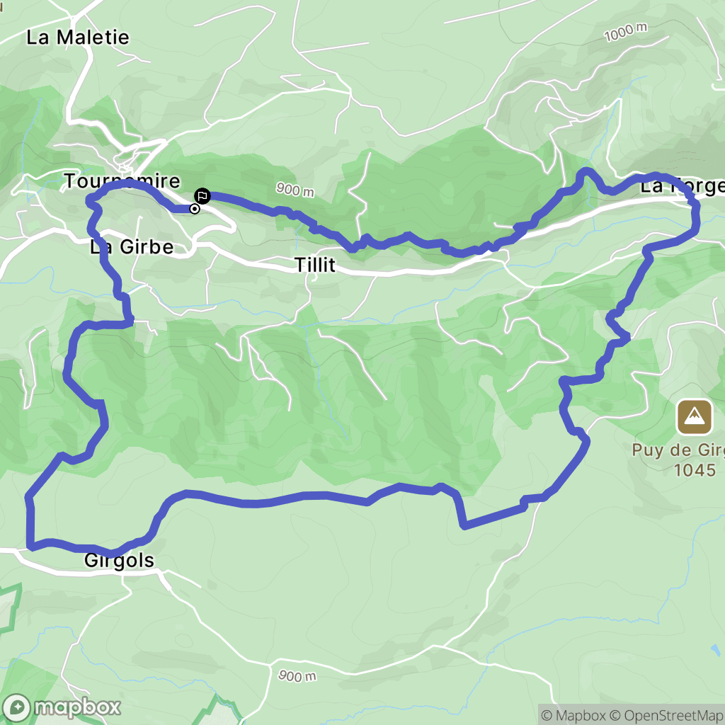 Tournemire : carte du parcours de randonnée - France
