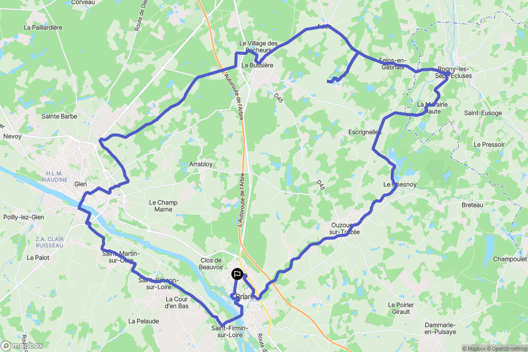 Briare : carte du parcours de randonnée - France