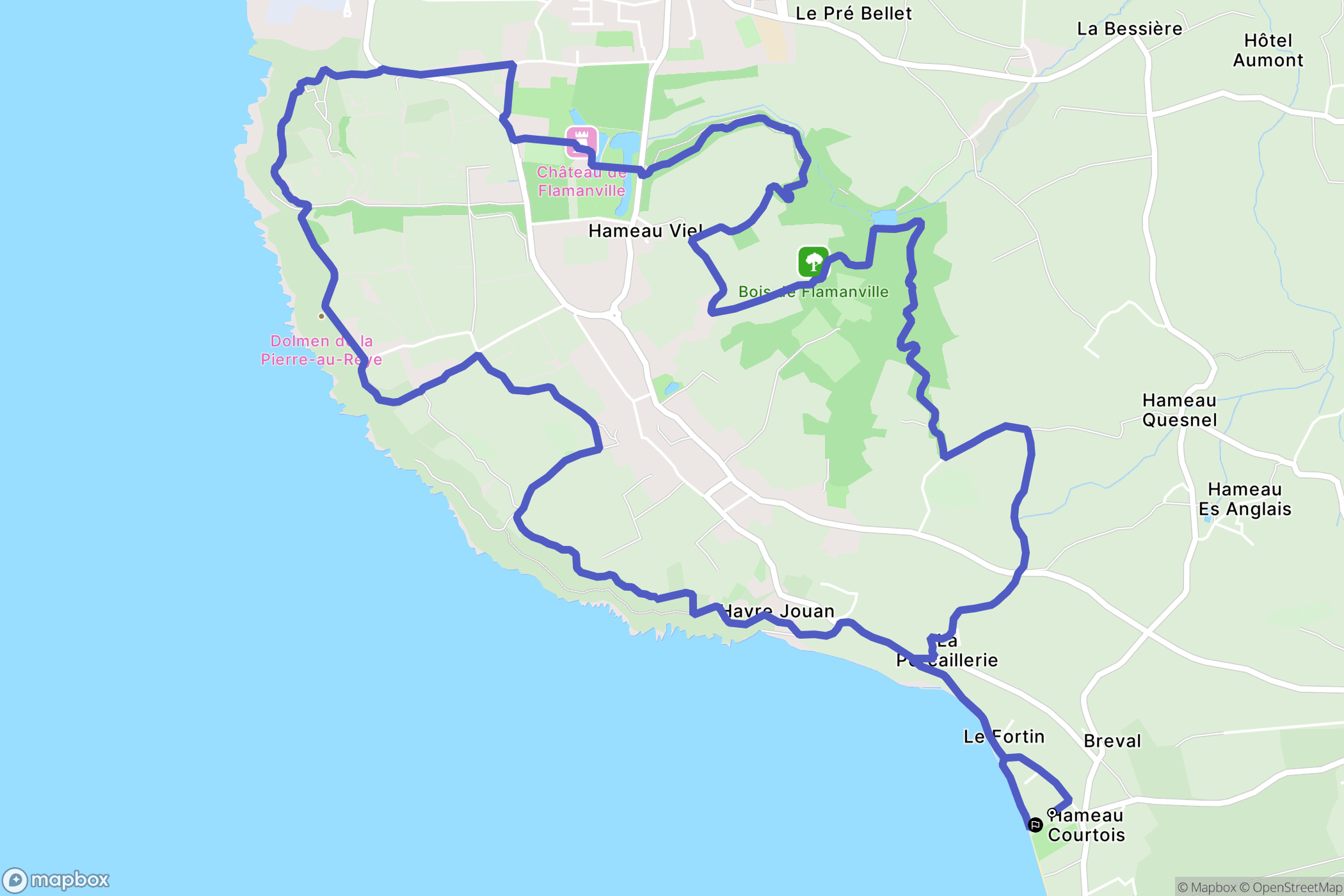 Les Pieux : carte du parcours de randonnée - France