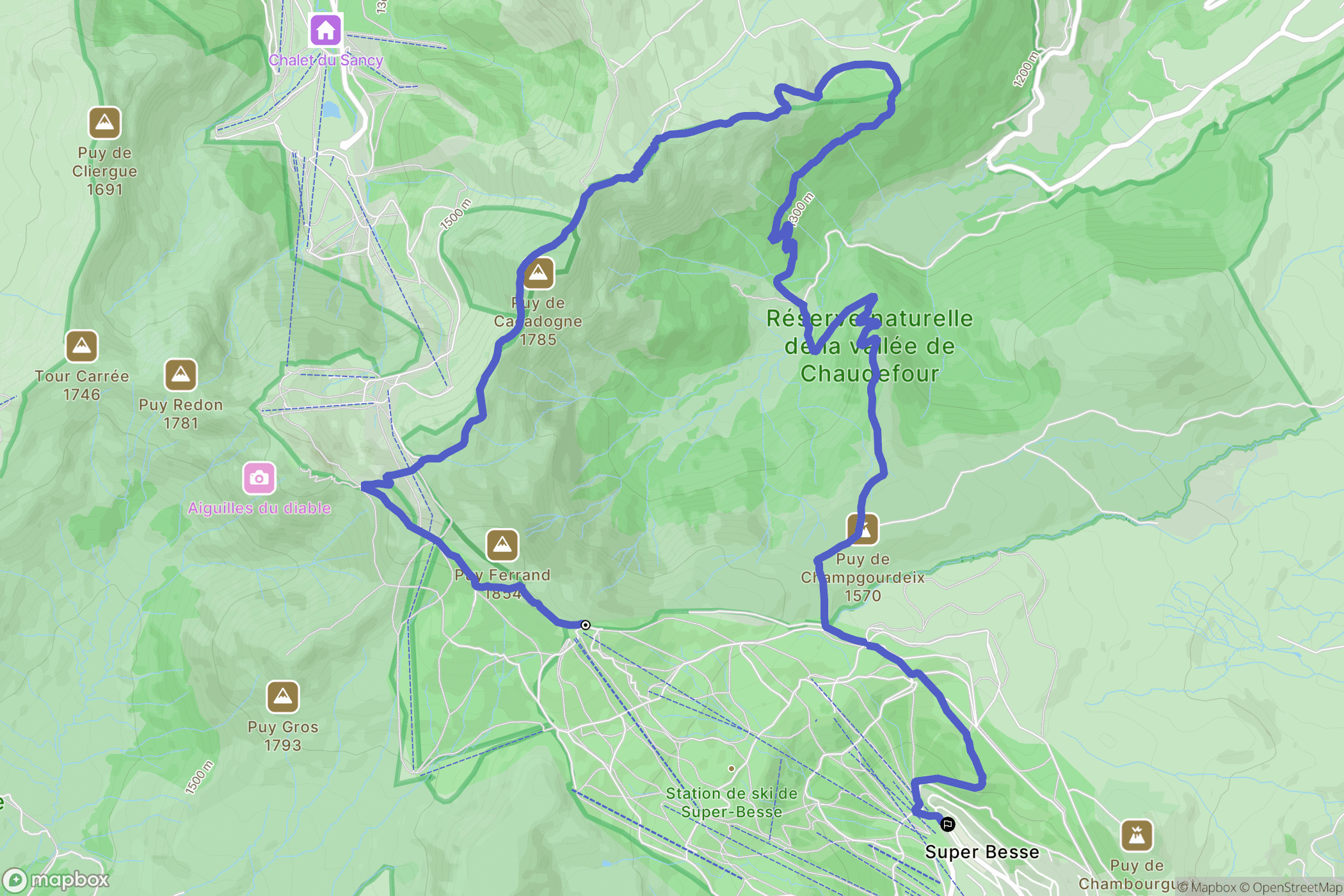 Chambon-sur-Lac : carte du parcours de randonnée - France