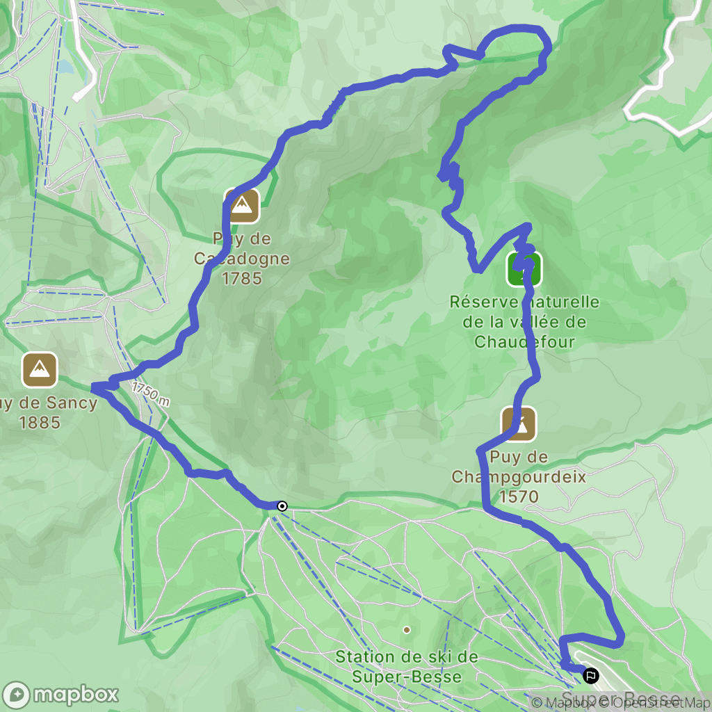 Chambon-sur-Lac : carte du parcours de randonnée - France