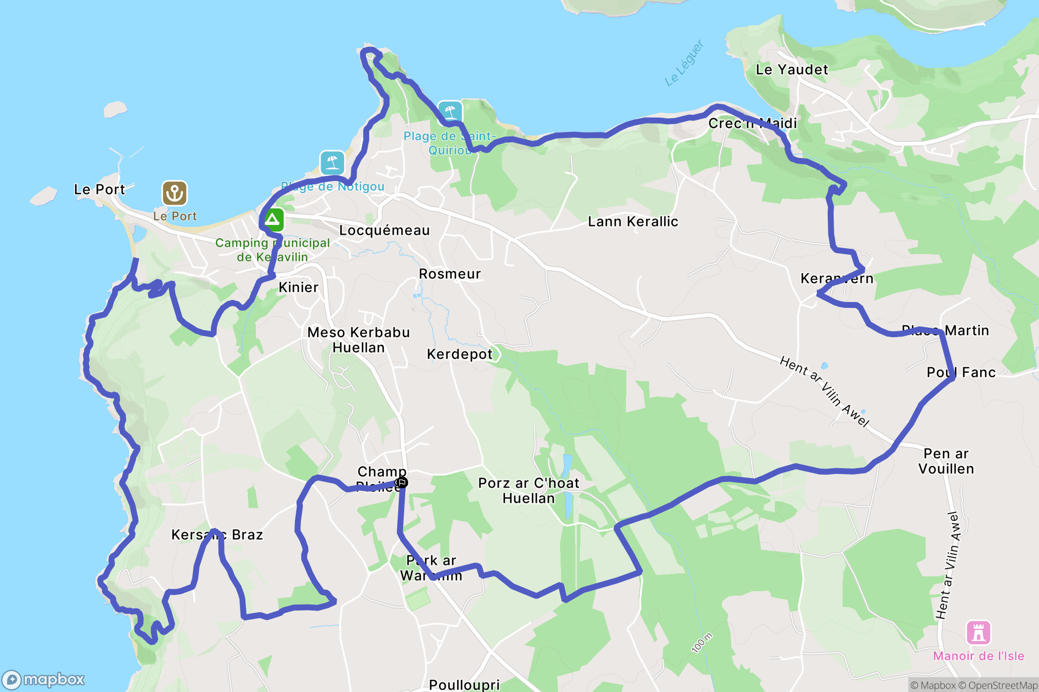 Trédrez-Locquémeau : carte du parcours de randonnée - France
