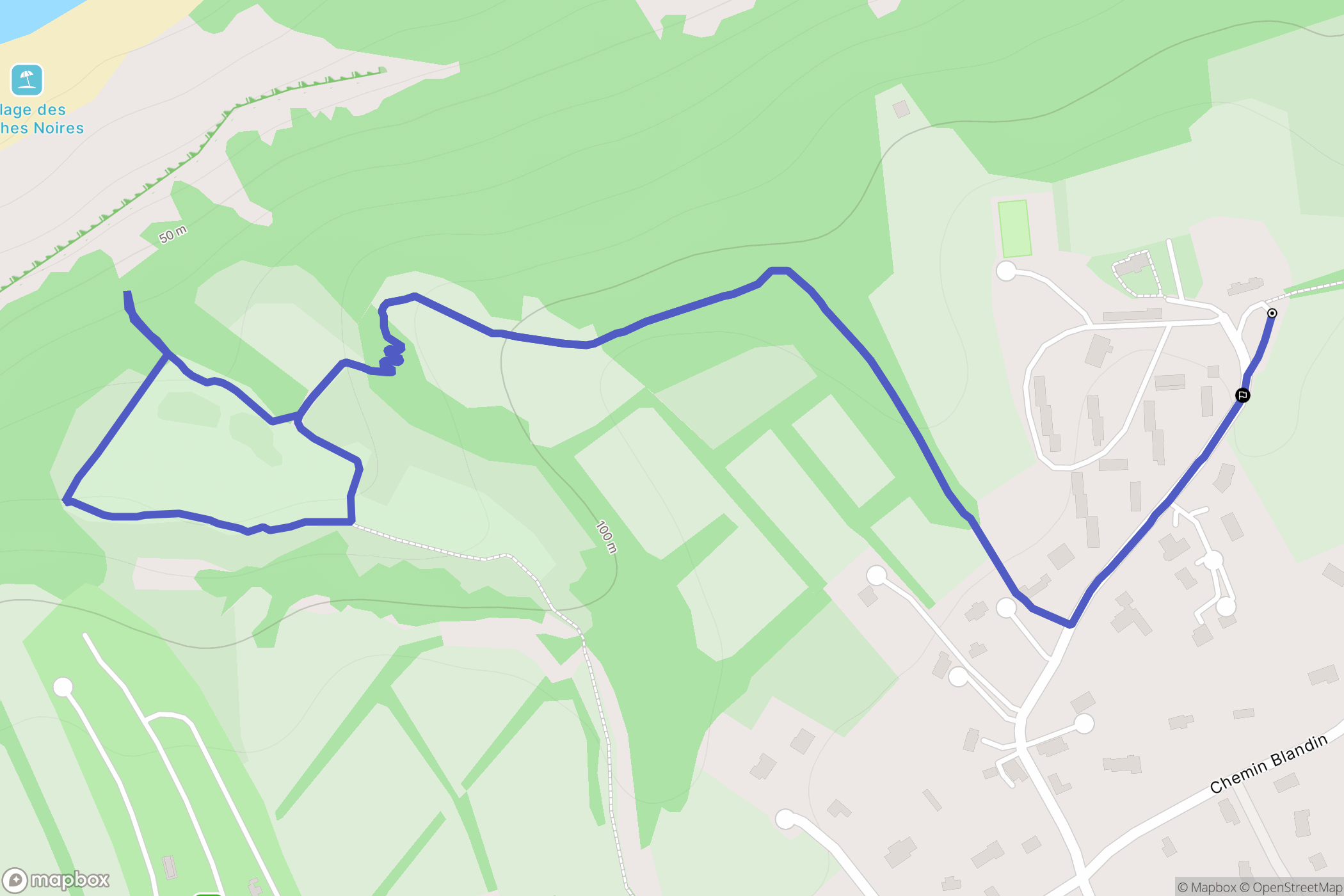 Auberville : carte du parcours de randonnée - France