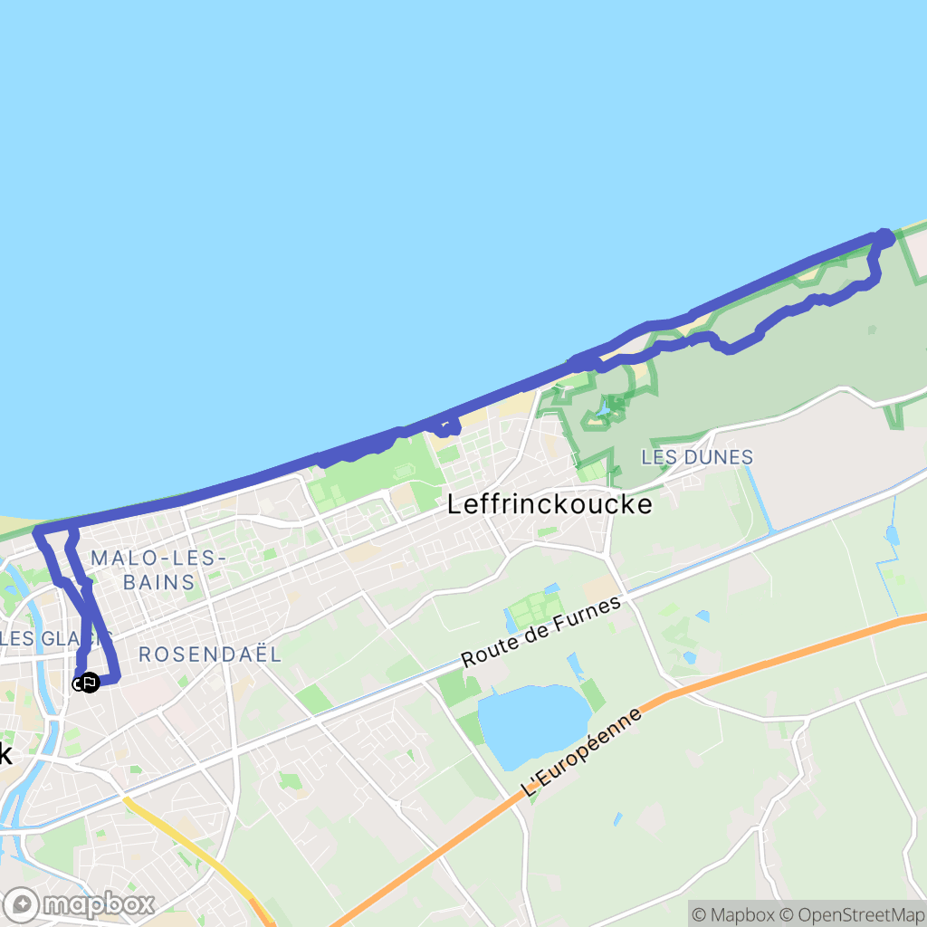 Dunkerque : carte du parcours de randonnée - France