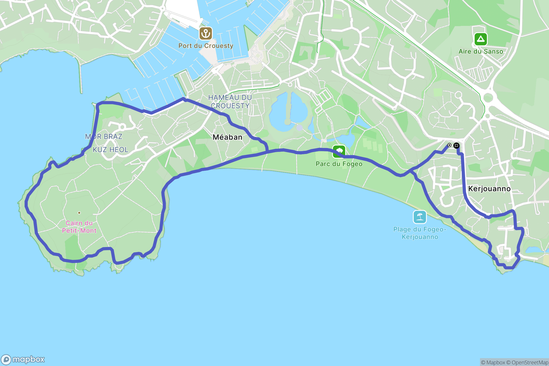 Arzon : carte du parcours de randonnée - France