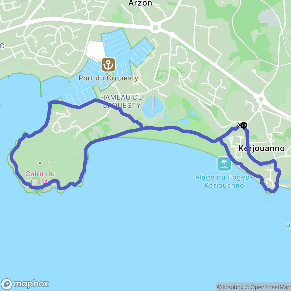 Arzon : carte du parcours de randonnée - France