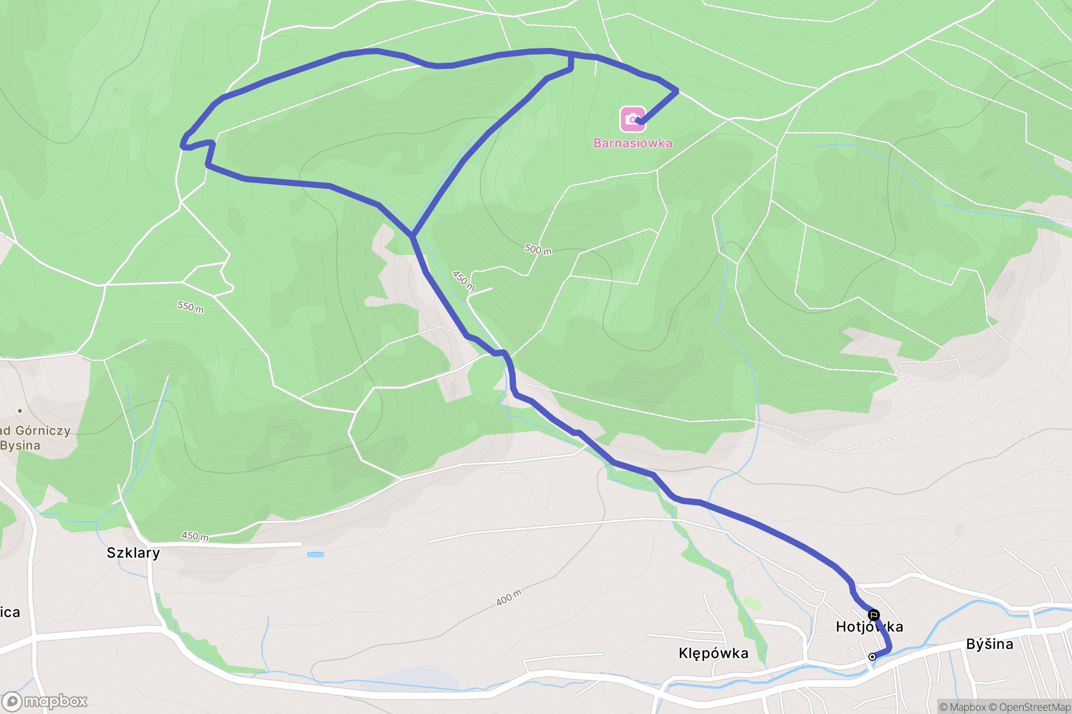 Bysina: mapa trasy - Poland