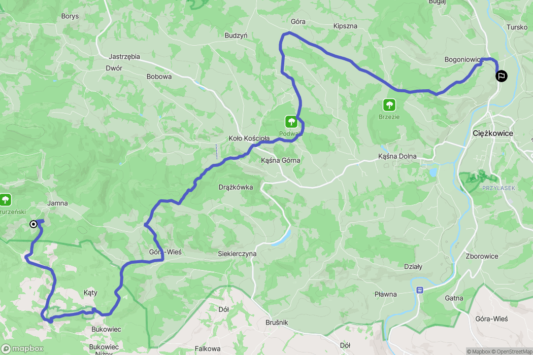 Jamna: mapa trasy - Poland