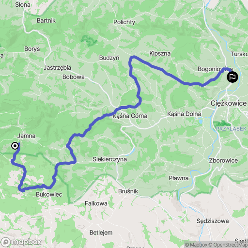 Jamna: mapa trasy - Poland