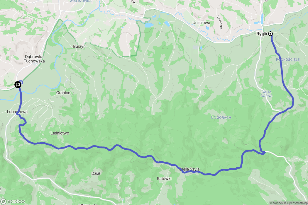 Ryglice: mapa trasy - Poland