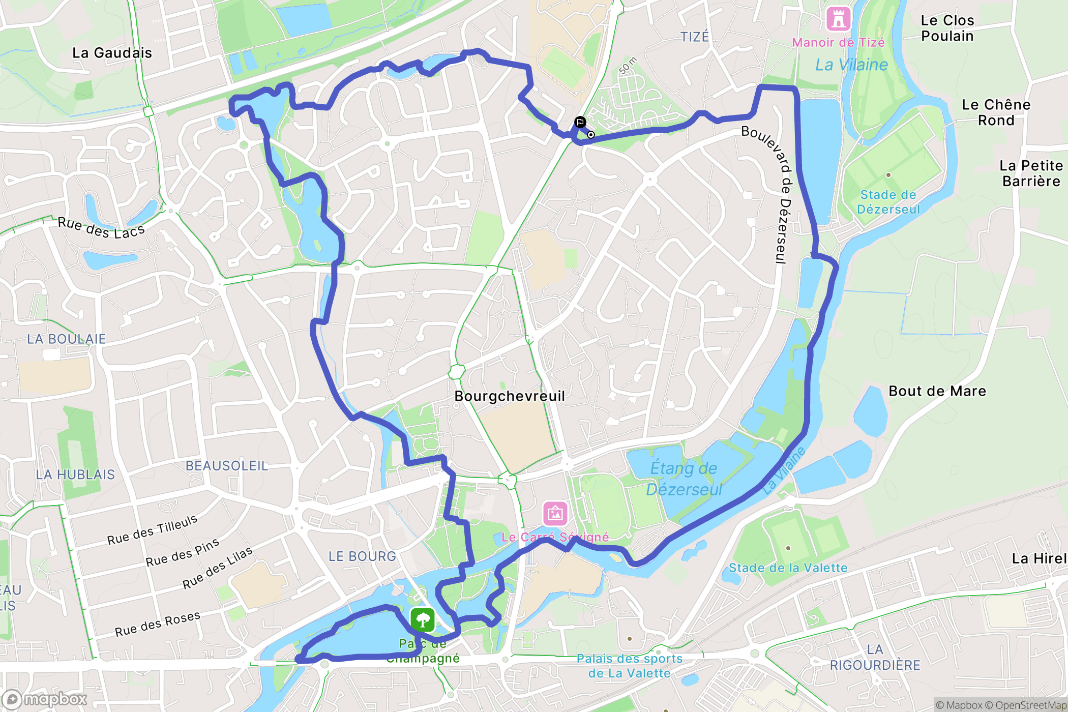 Cesson-Sévigné : carte du parcours de randonnée - France