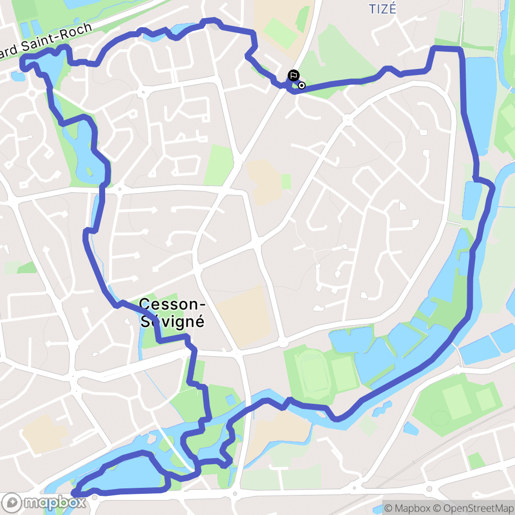 Cesson-Sévigné : carte du parcours de randonnée - France