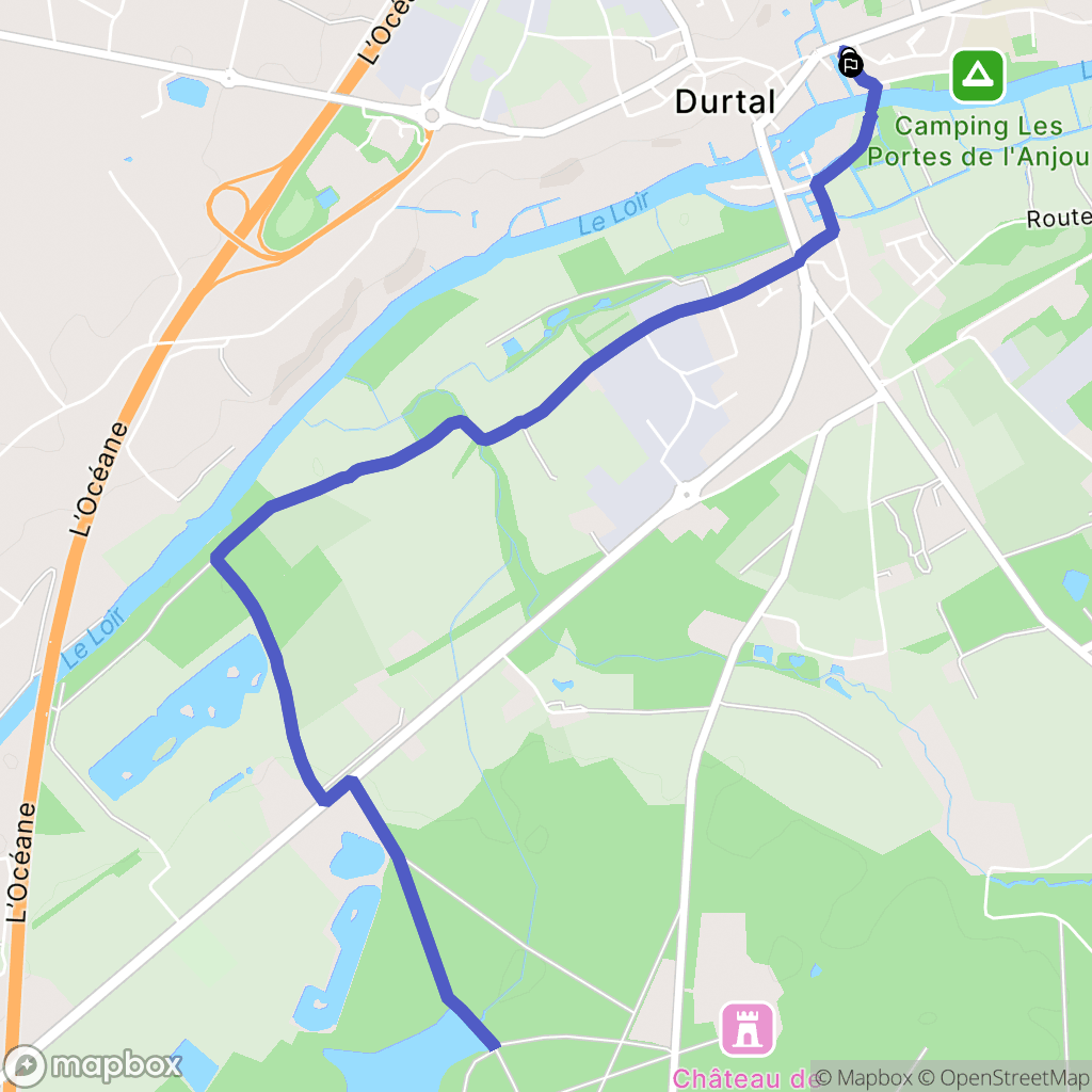 Durtal : carte du parcours de randonnée - France