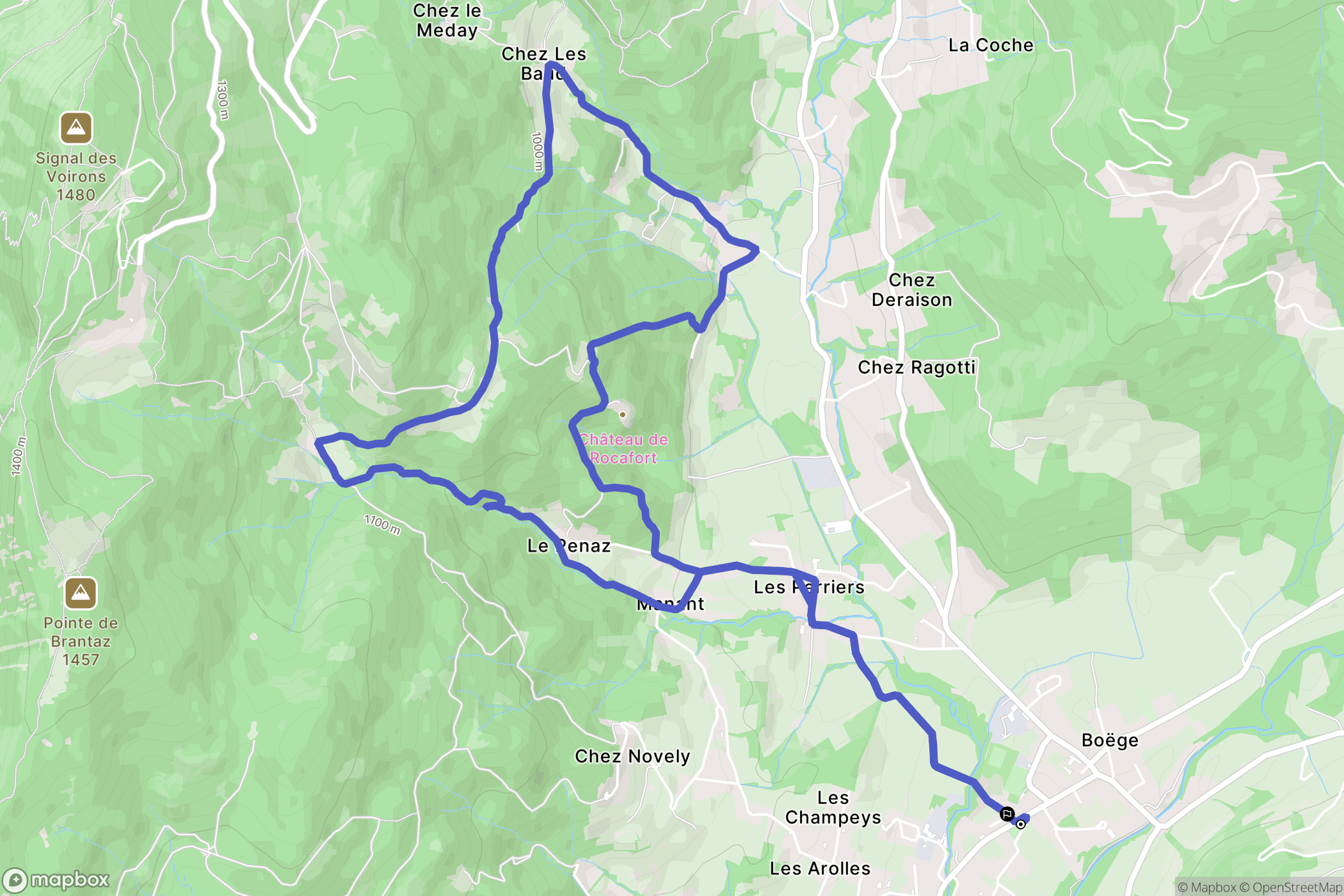 Boëge : carte du parcours de randonnée - France