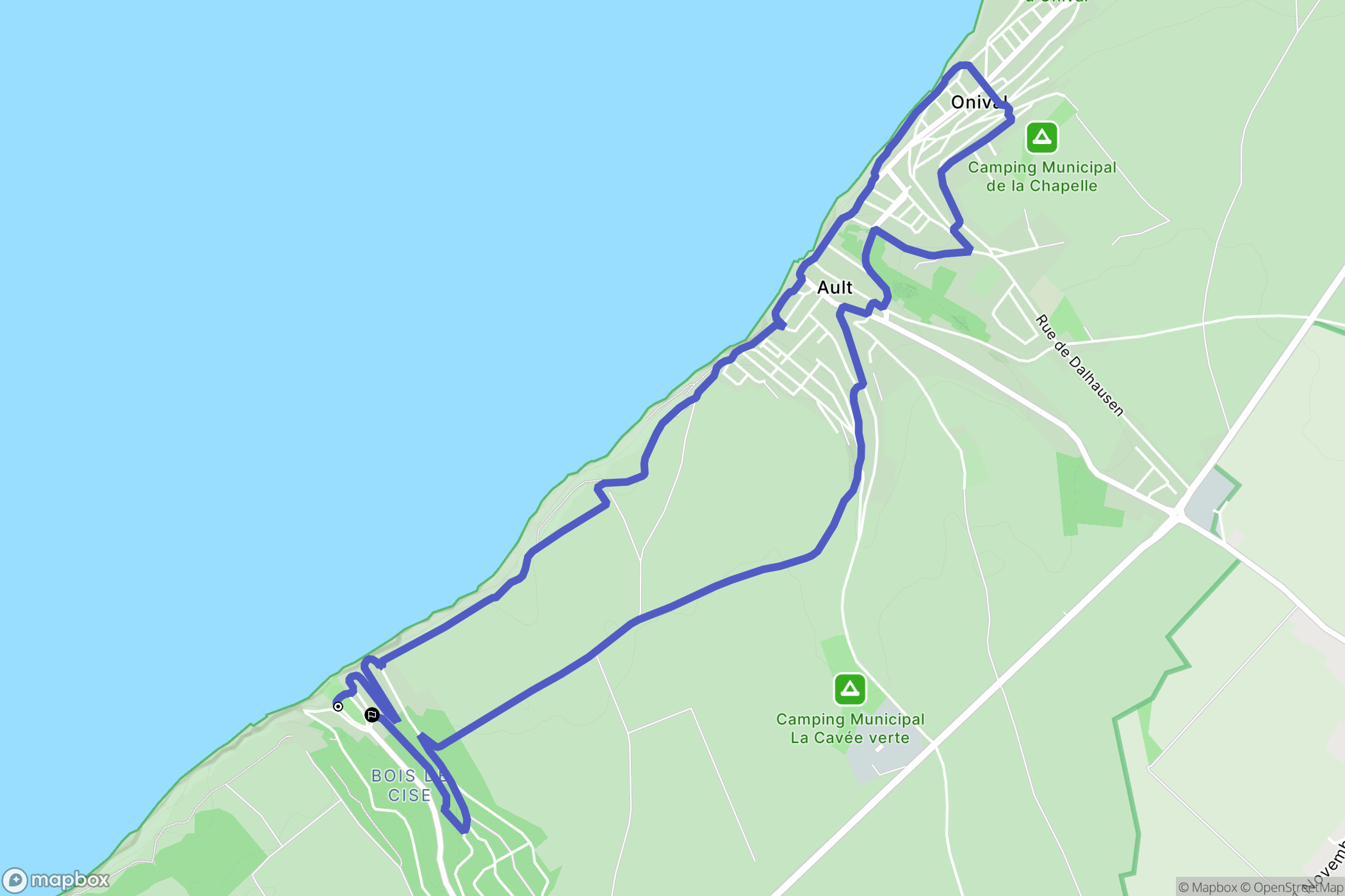 Ault : carte du parcours de randonnée - France