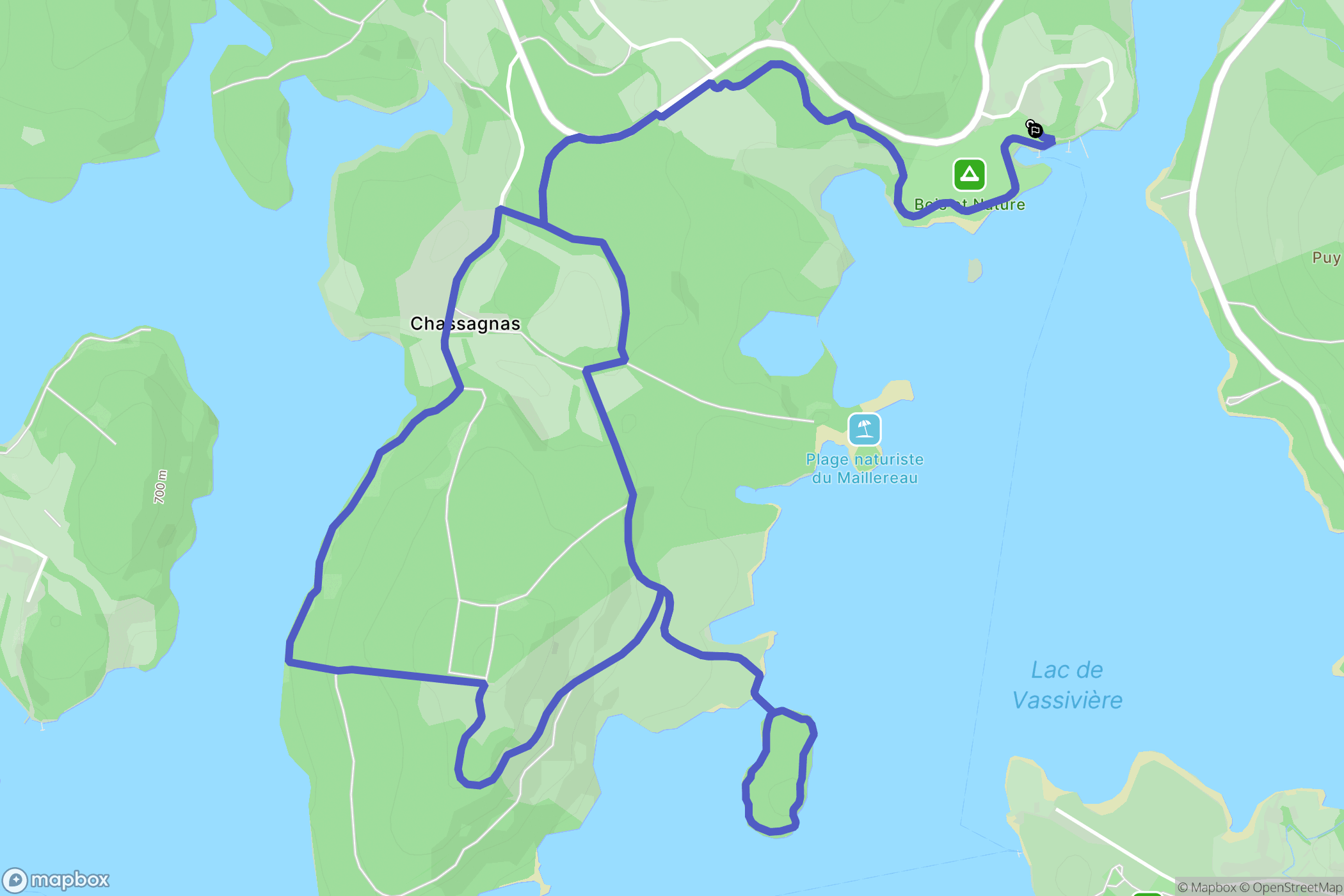 Royère-de-Vassivière : carte du parcours de randonnée - France