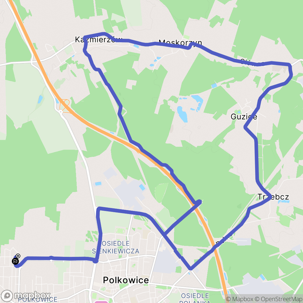Polkowice: mapa trasy - Poland