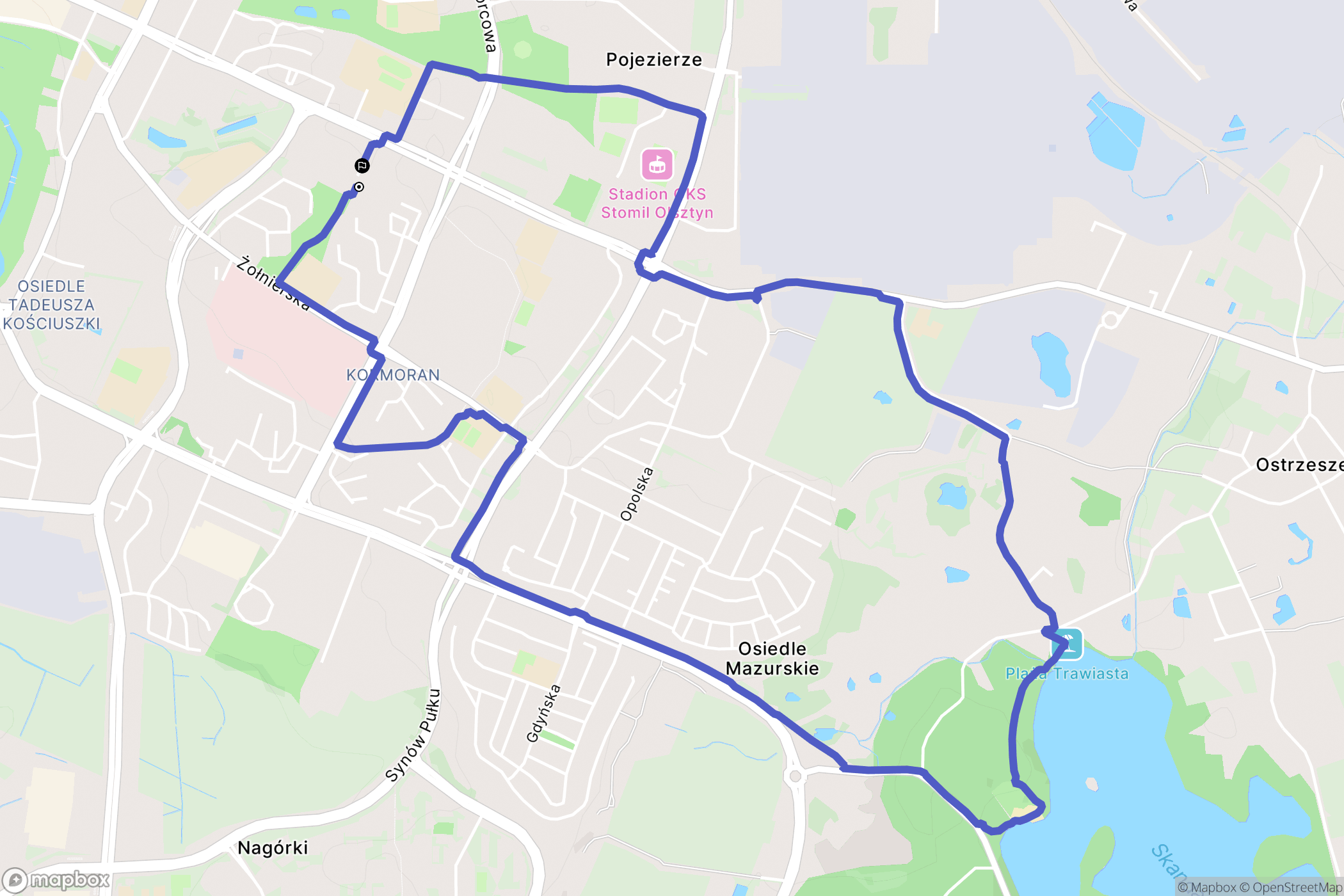 Olsztyn: mapa trasy - Poland