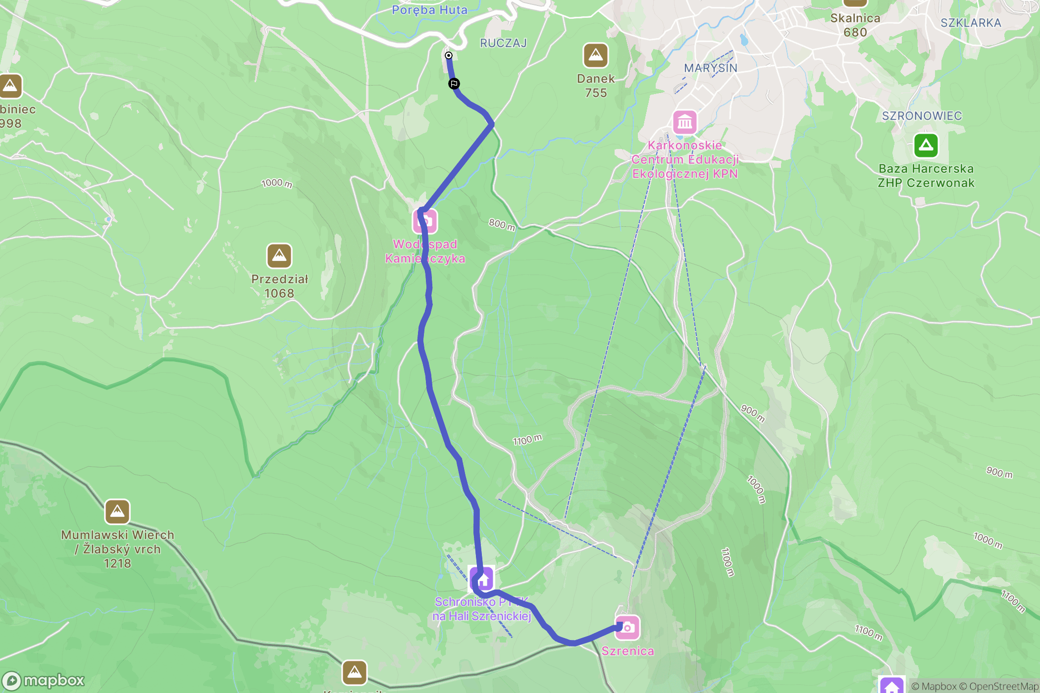 Szklarska Poręba: mapa trasy - Poland