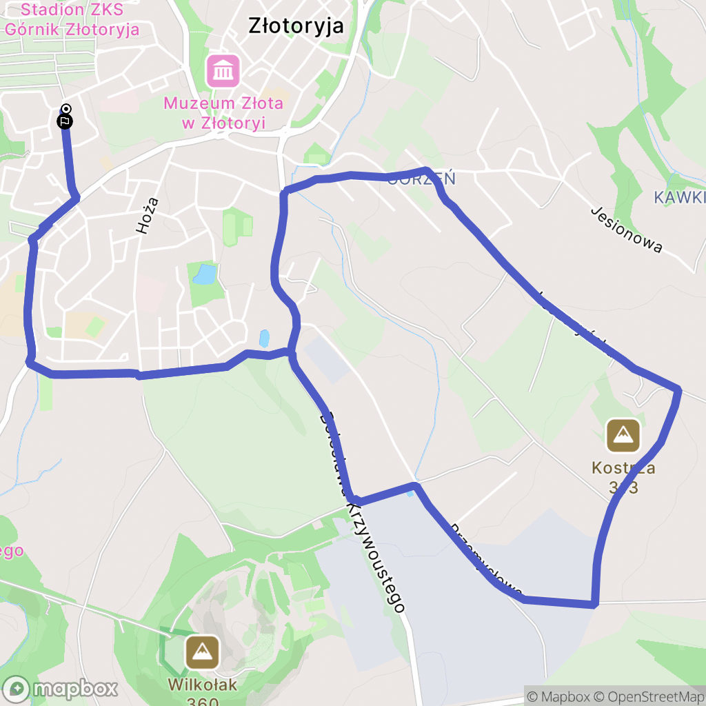 Złotoryja: mapa trasy - Poland