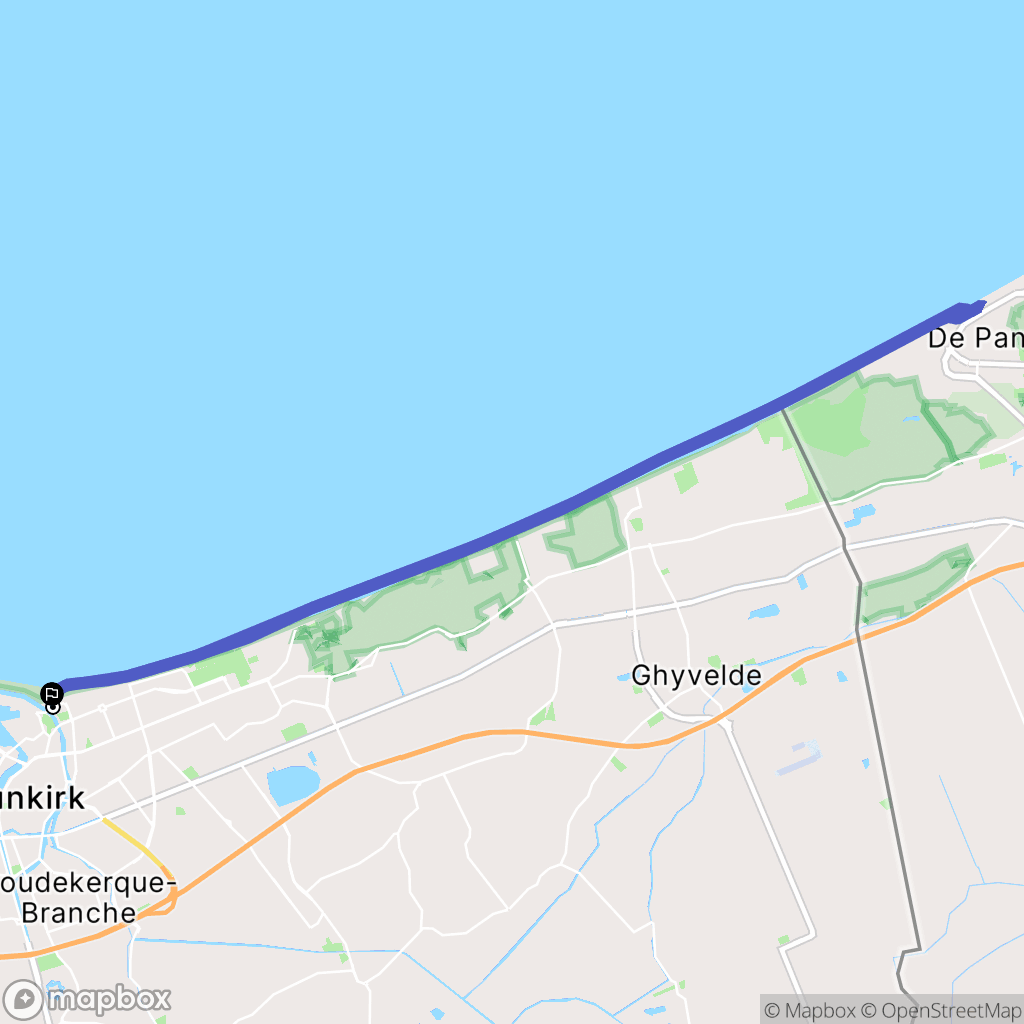 Dunkerque : carte du parcours de randonnée - France