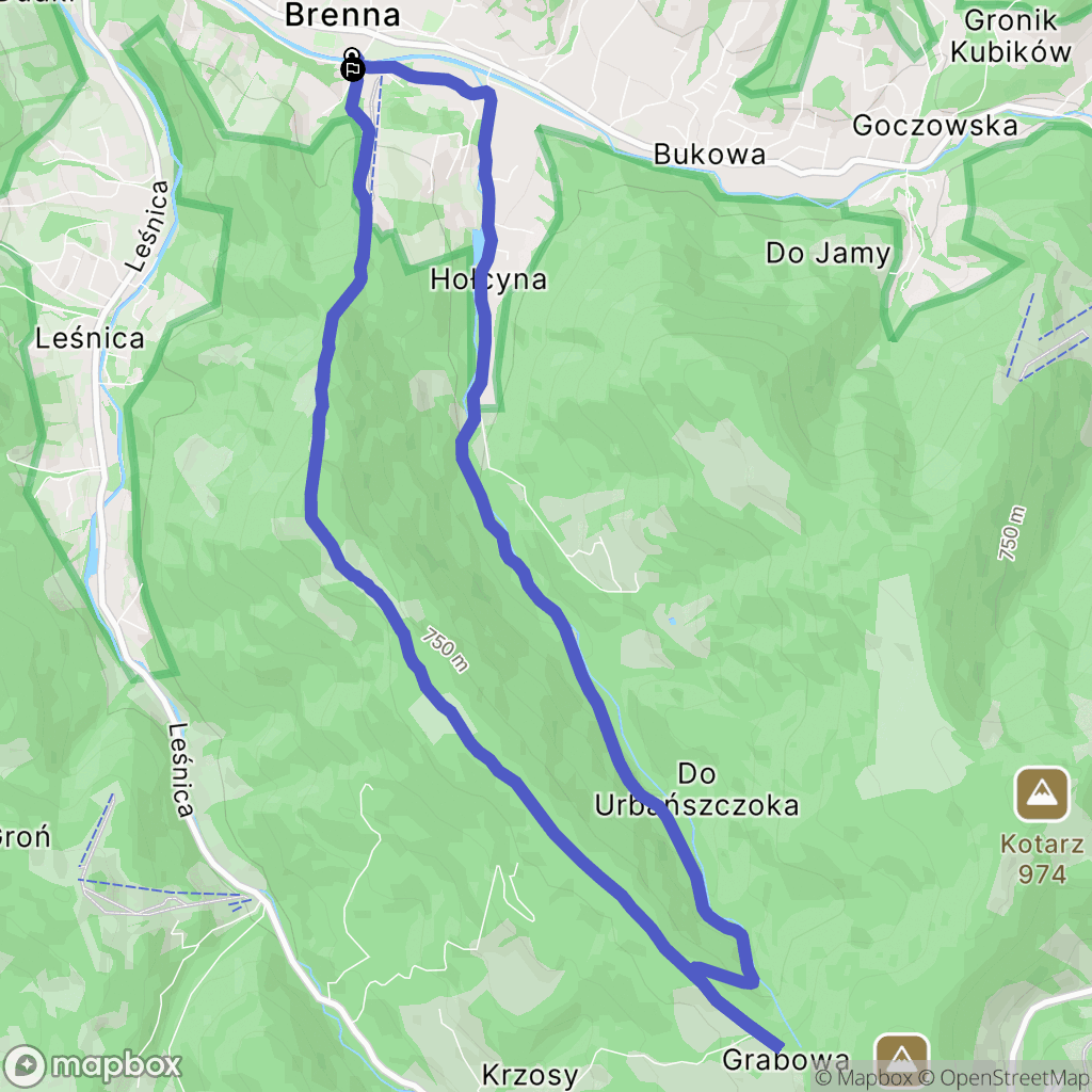 Brenna: mapa trasy - Poland