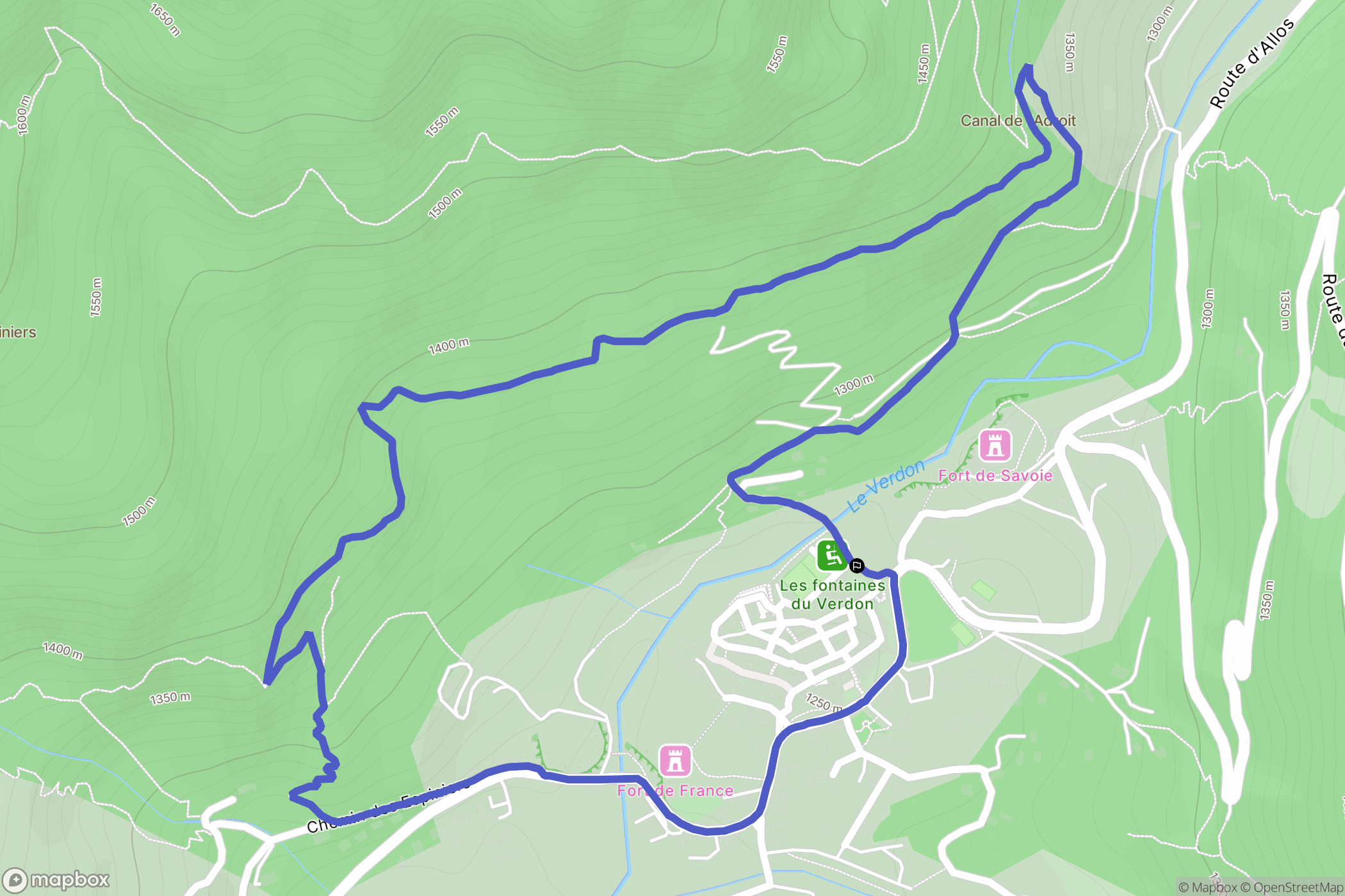 Colmars : carte du parcours de randonnée - France
