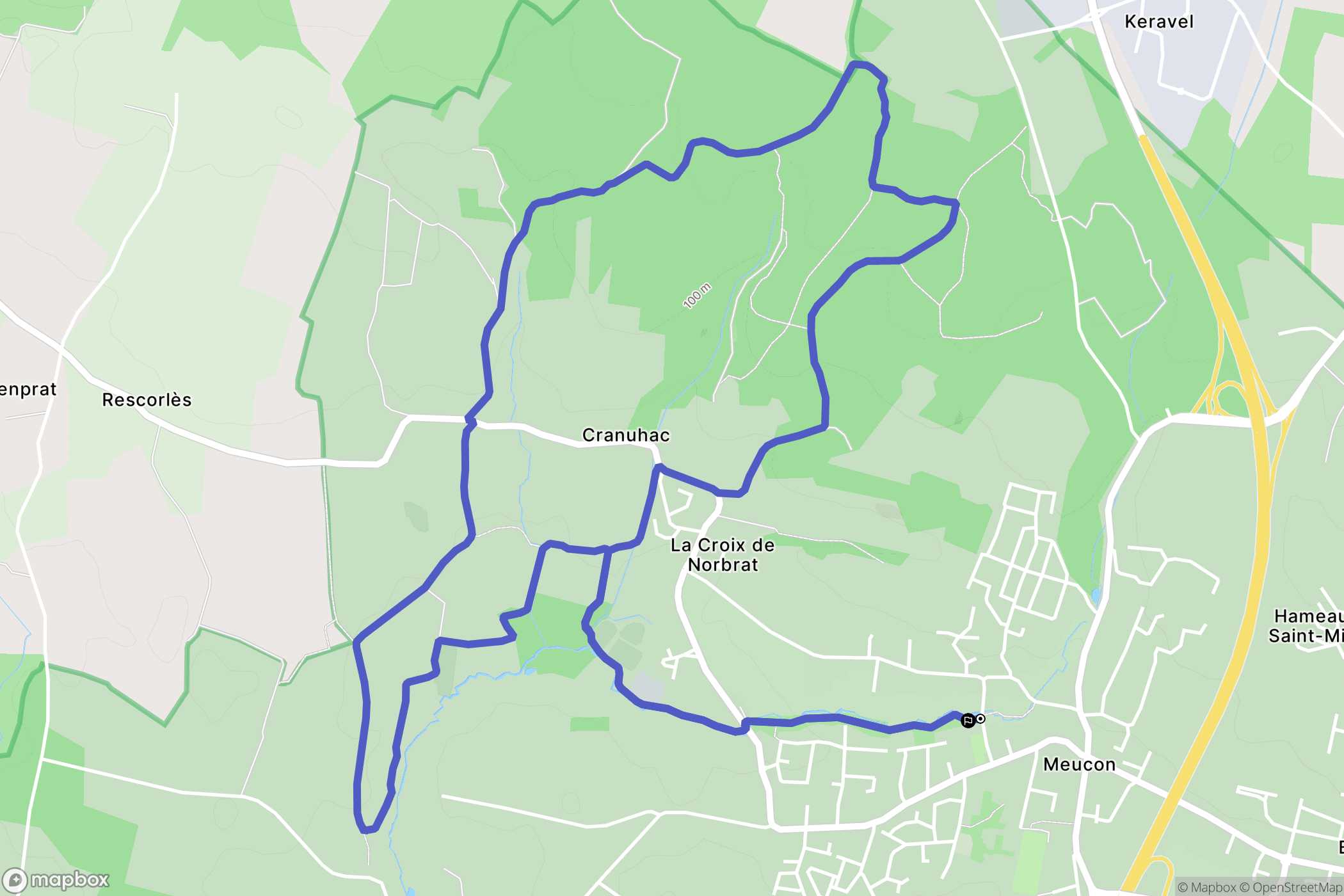 Meucon : carte du parcours de randonnée - France