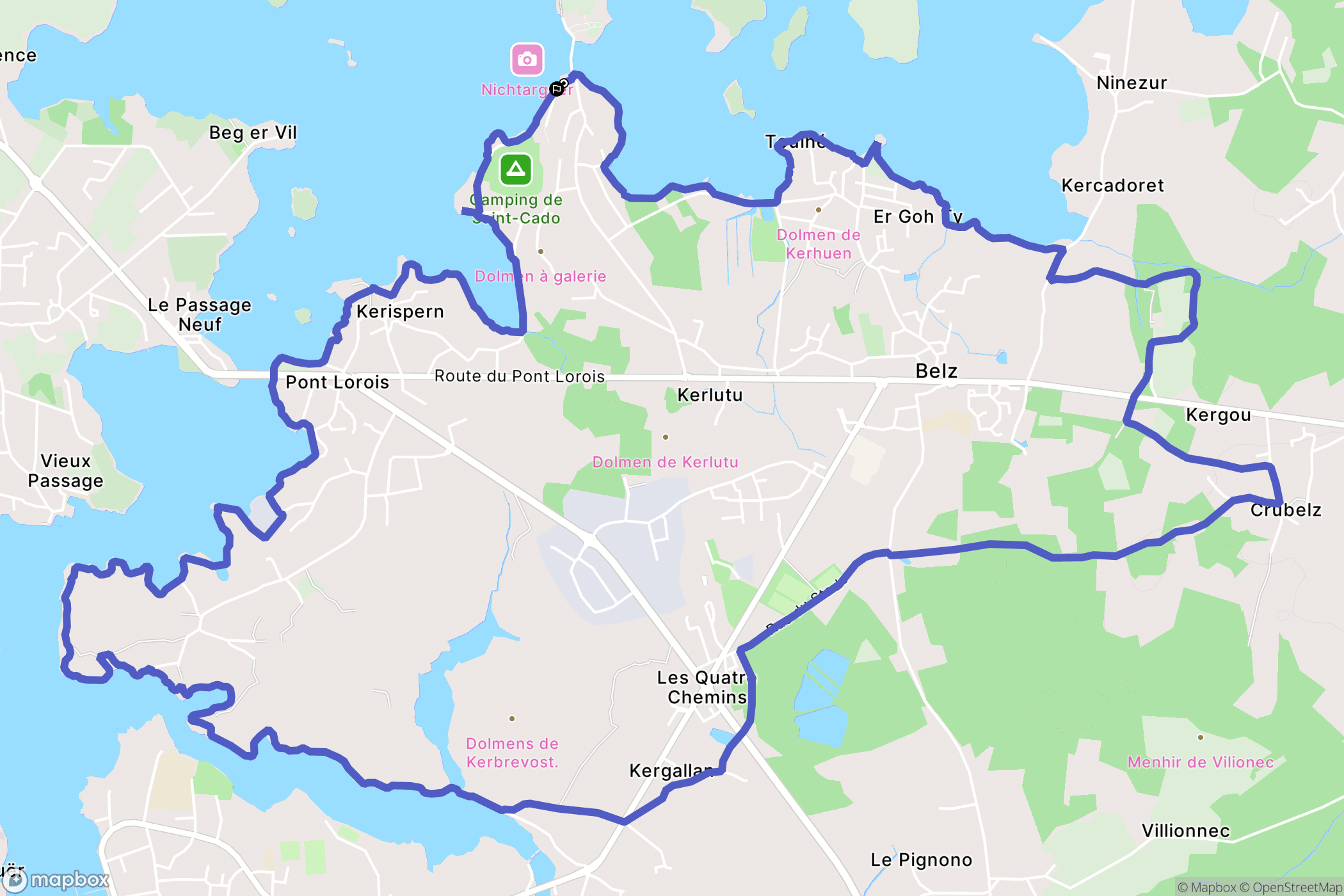 Belz : carte du parcours de randonnée - France