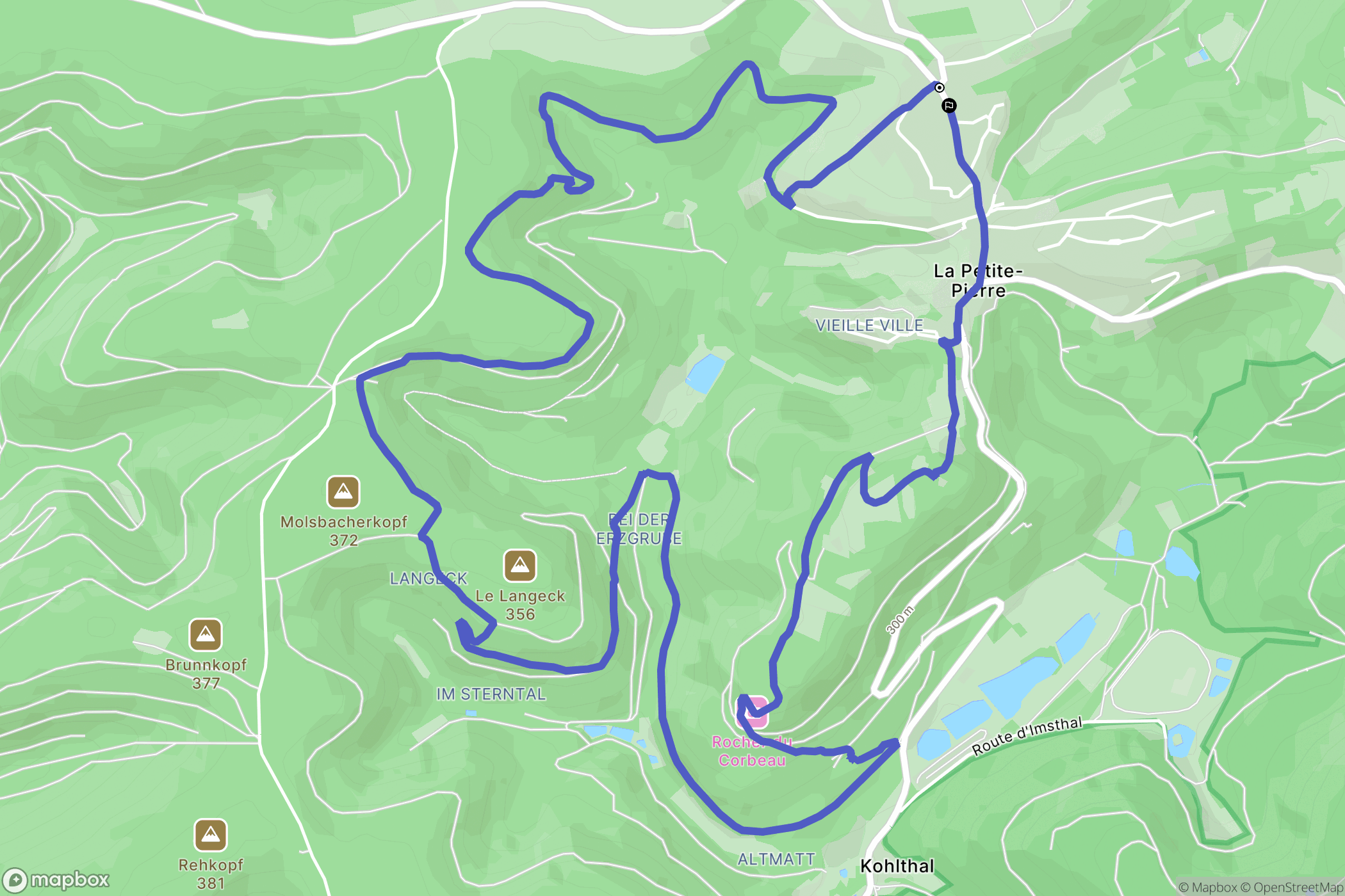 La Petite-Pierre : carte du parcours de randonnée - France