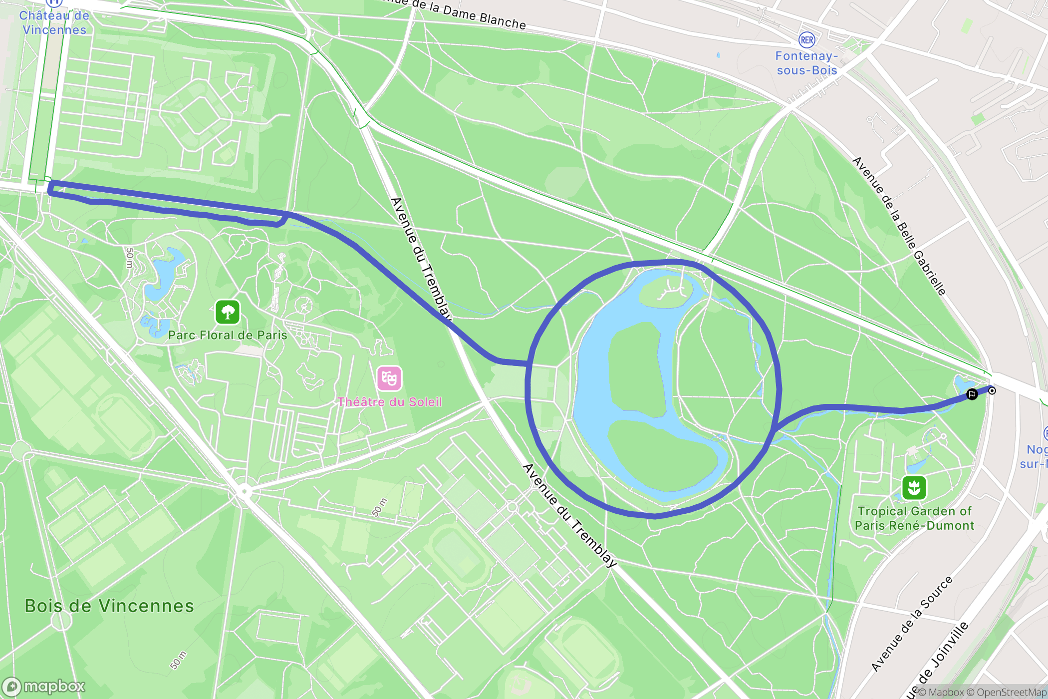 Nogent-sur-Marne : carte du parcours de randonnée - France