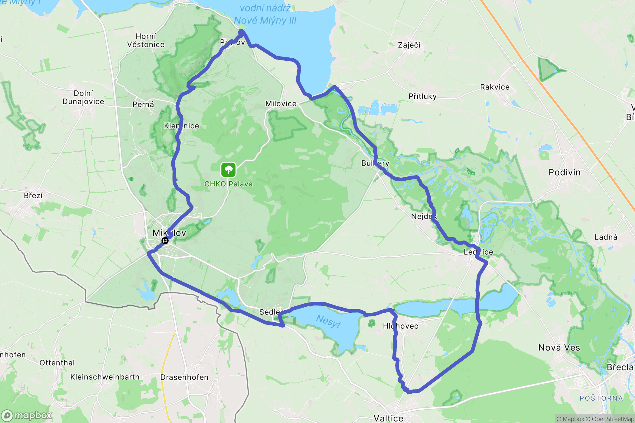 : mapa trasy - Czechia