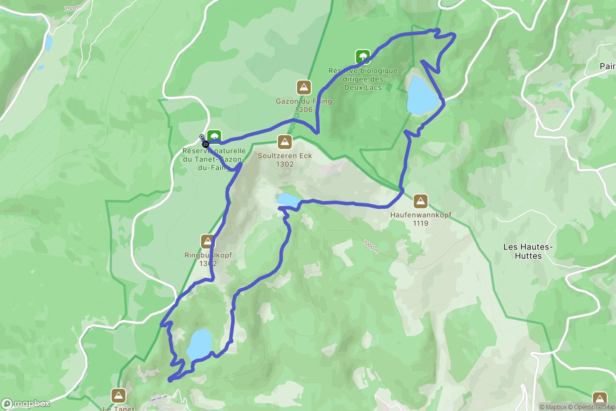 Le Valtin : carte du parcours de randonnée - France