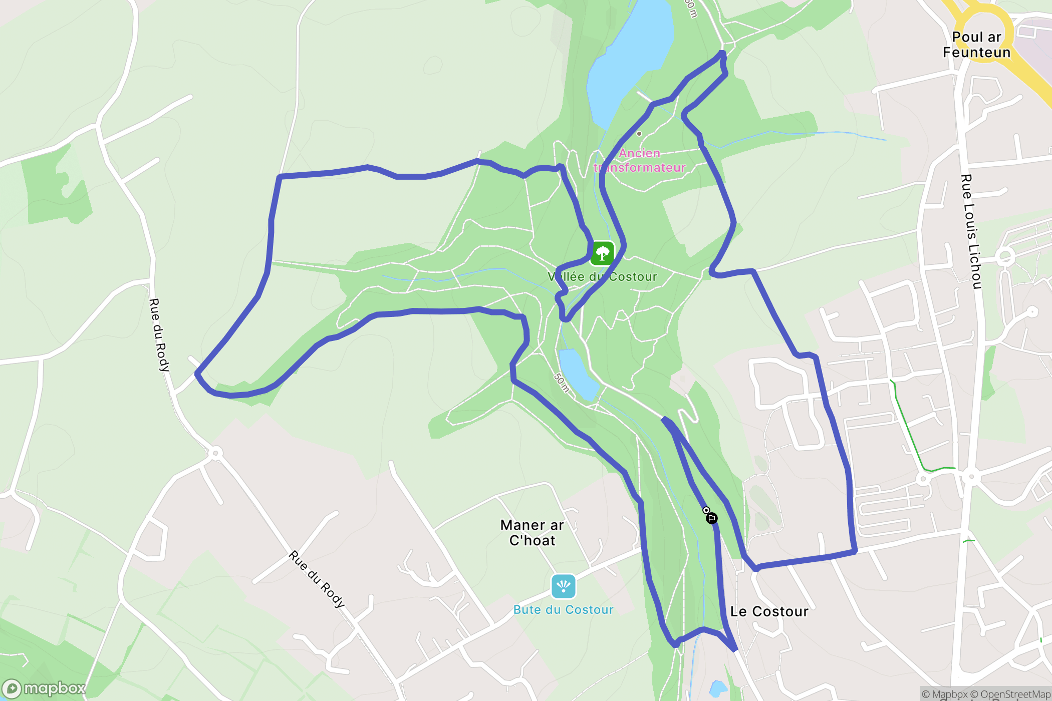 Le Relecq-Kerhuon : carte du parcours de randonnée - France