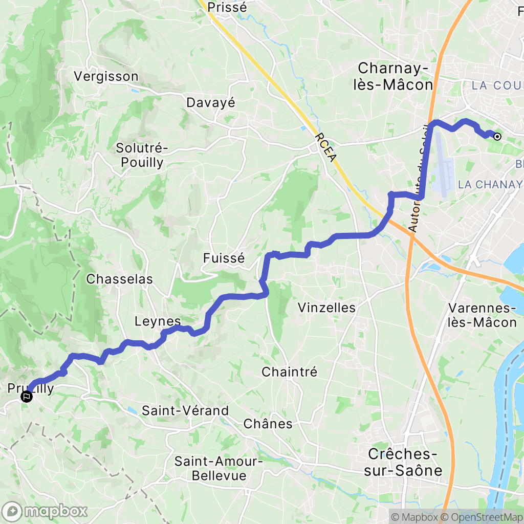 Mâcon : carte du parcours de randonnée - France