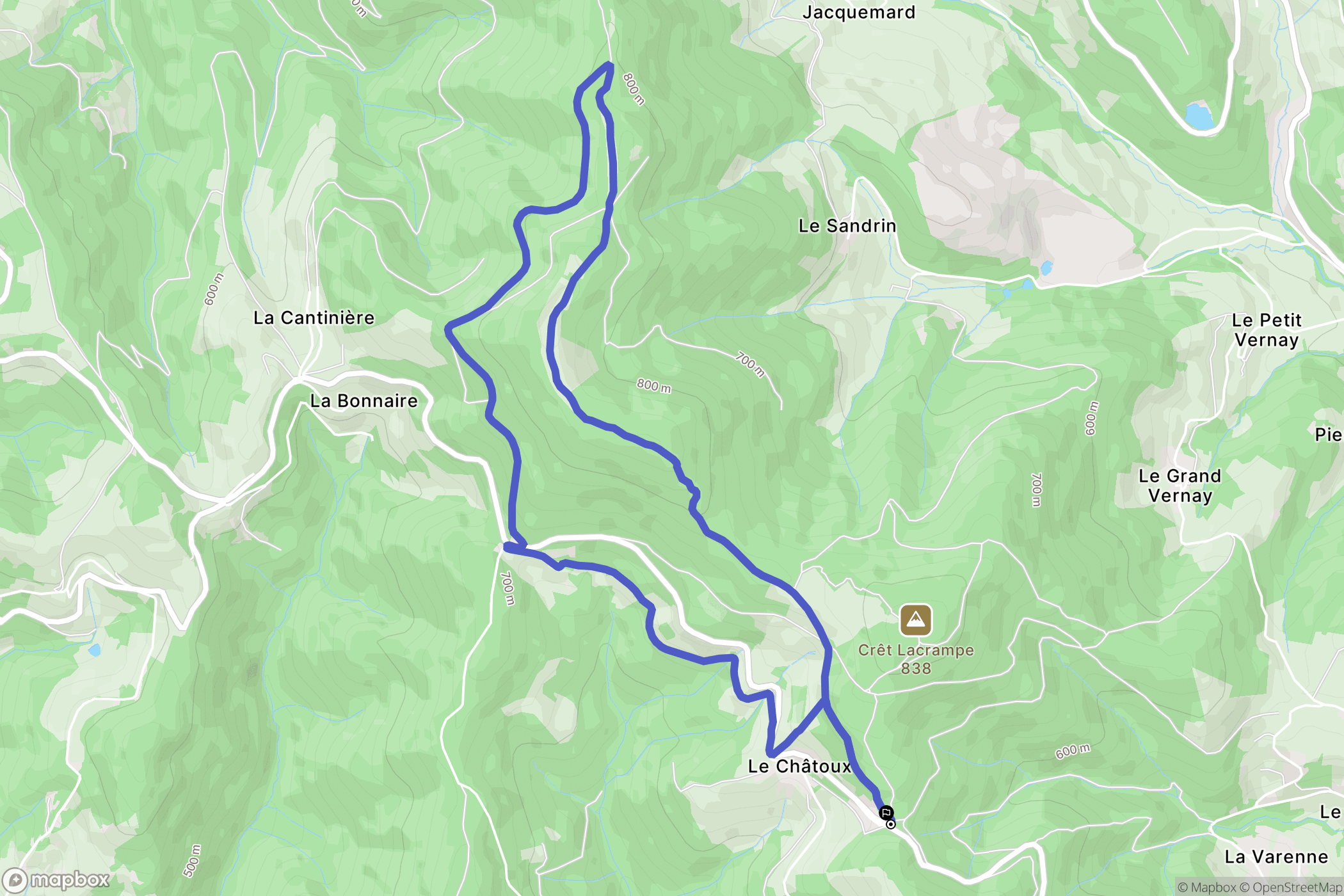 Ville-sur-Jarnioux : carte du parcours de randonnée - France