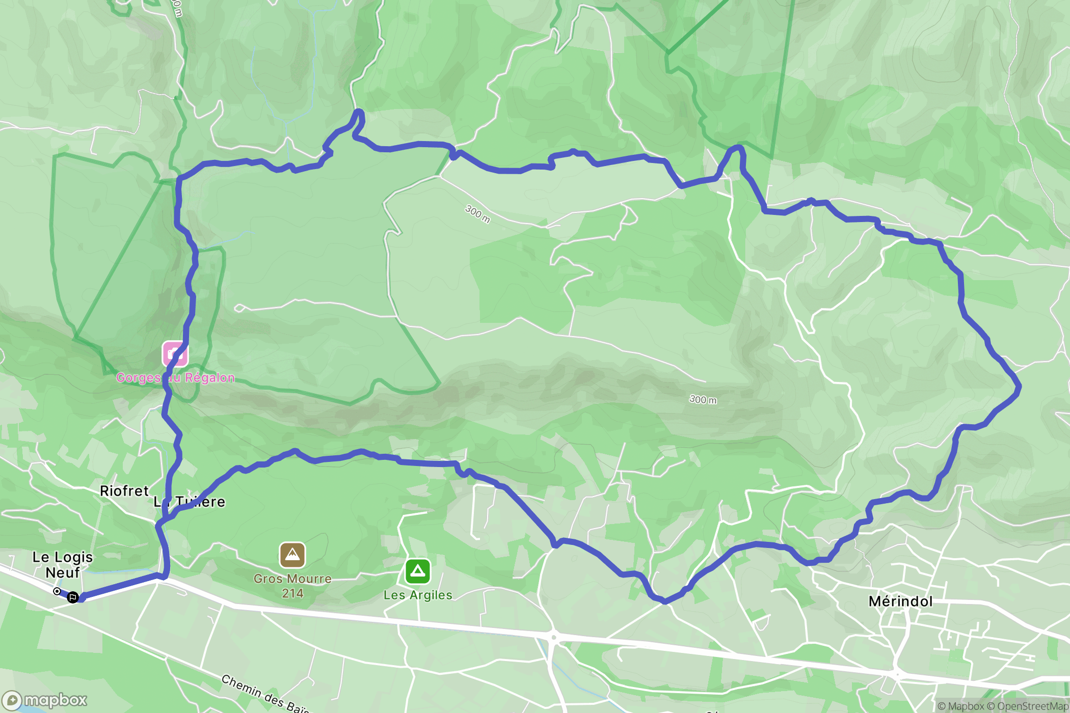 Cheval-Blanc : carte du parcours de randonnée - France