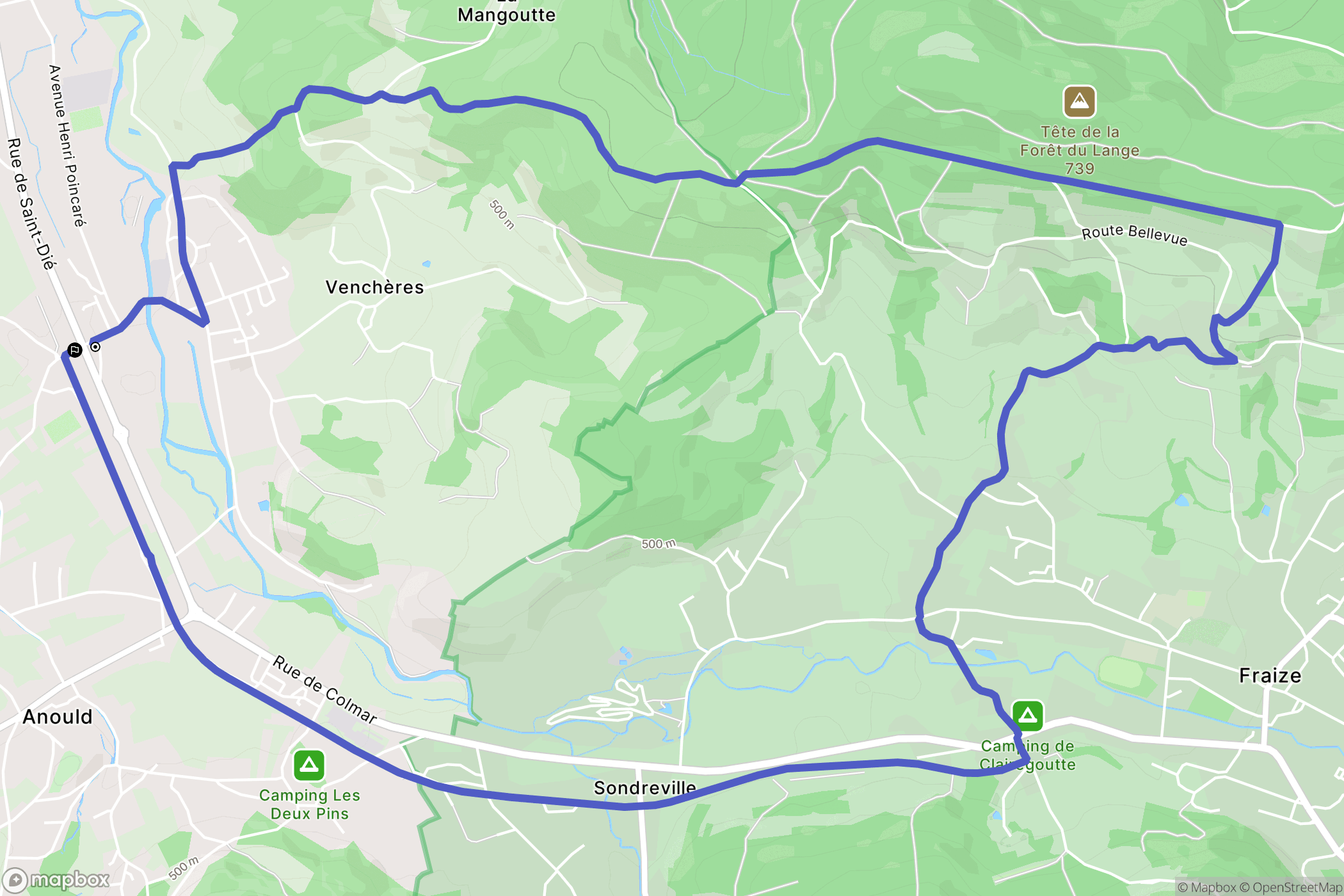 Anould : carte du parcours de randonnée - France