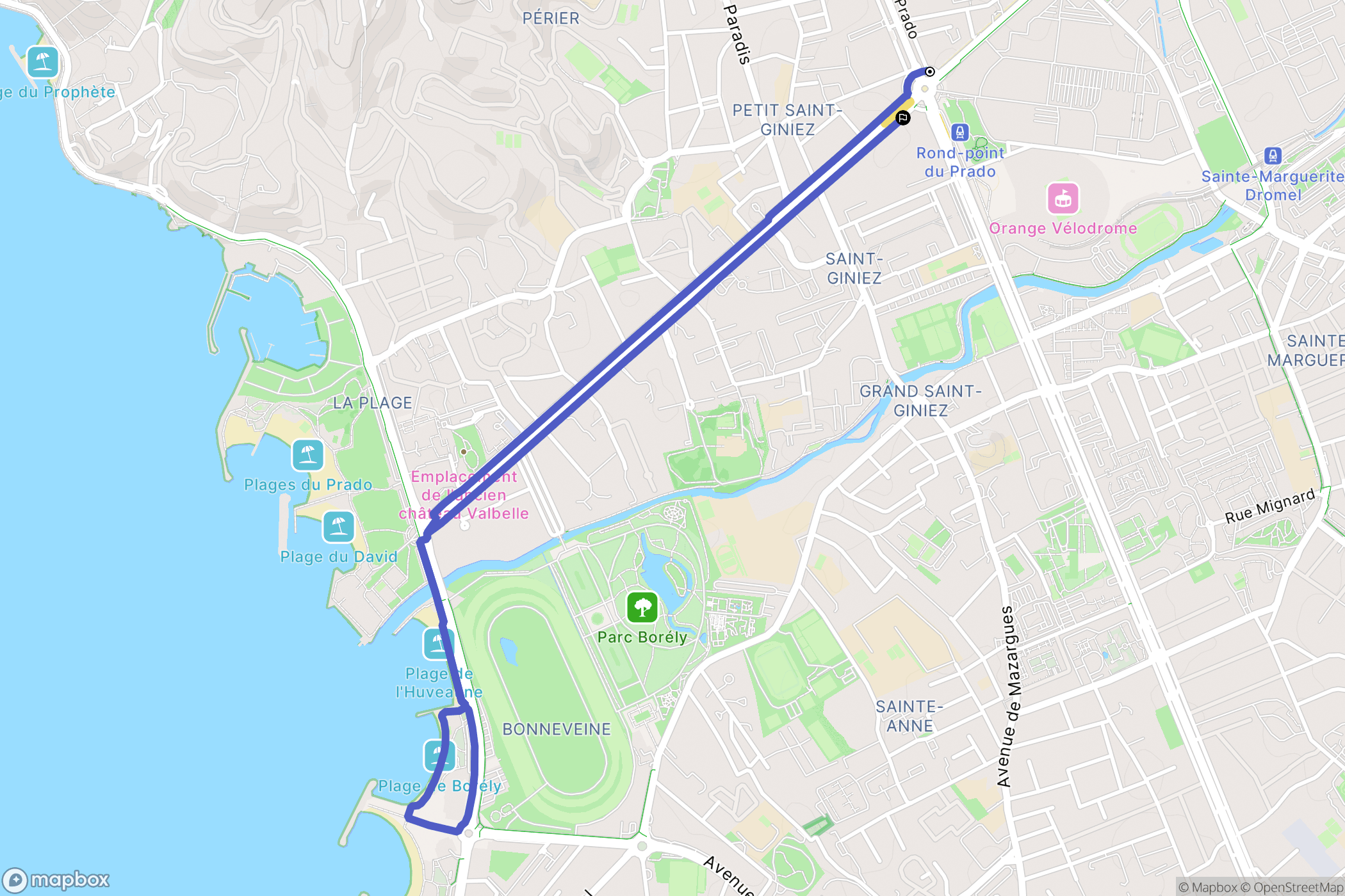 Marseille : carte du parcours de randonnée - France