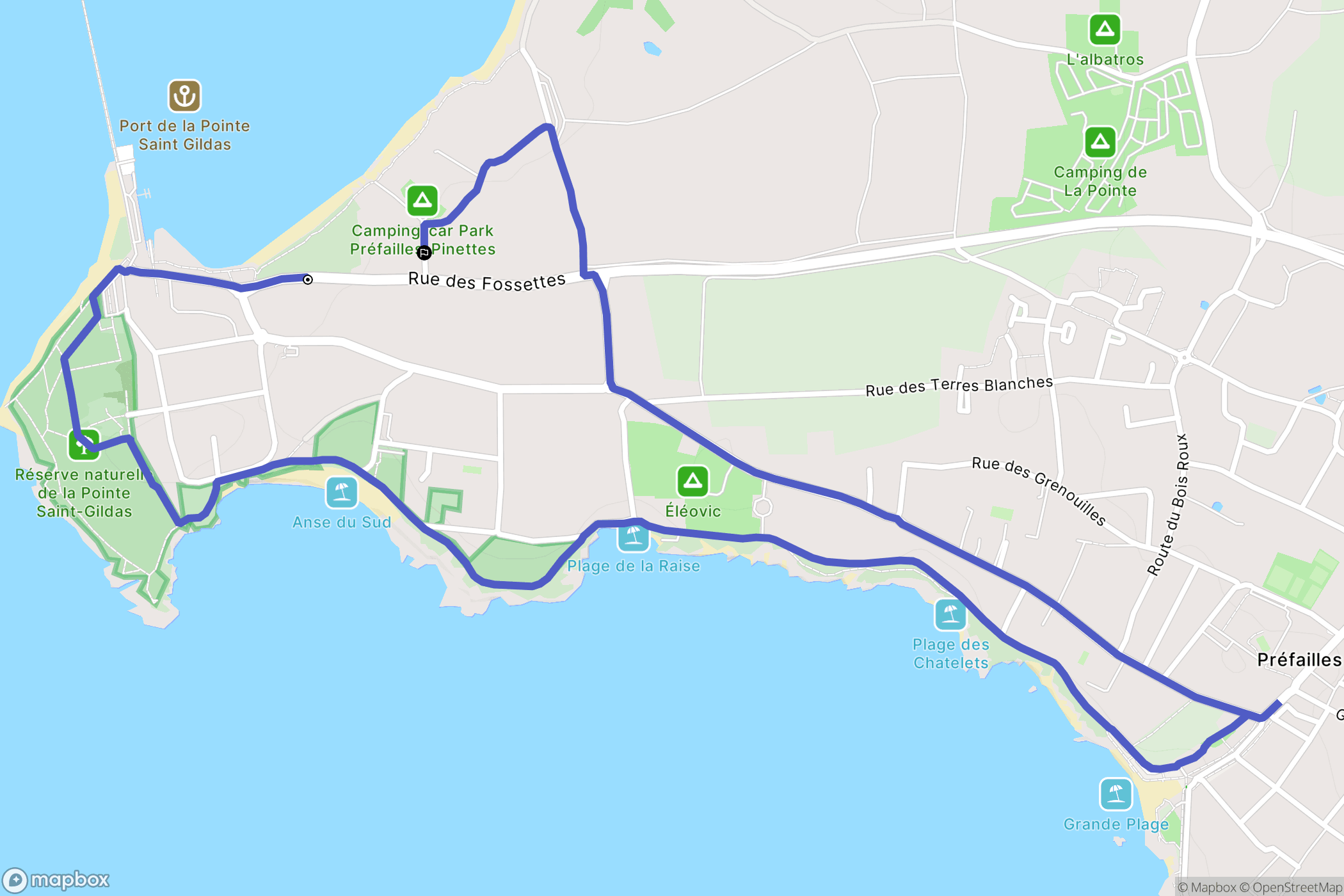 Préfailles : carte du parcours de randonnée - France