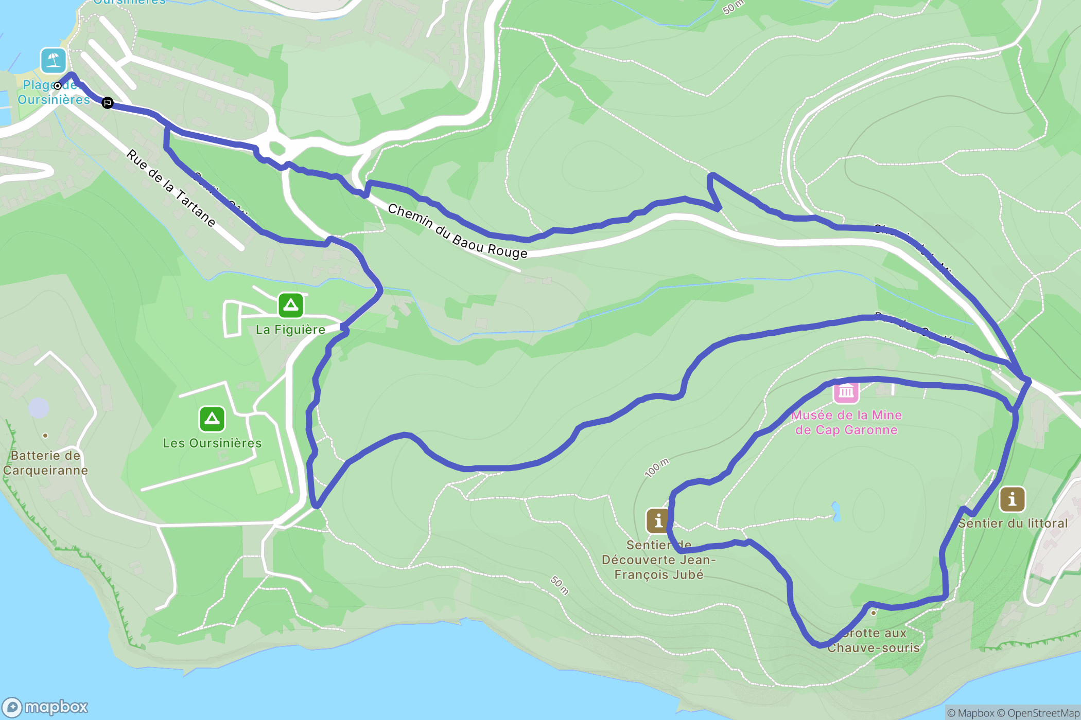 Le Pradet : carte du parcours de randonnée - France