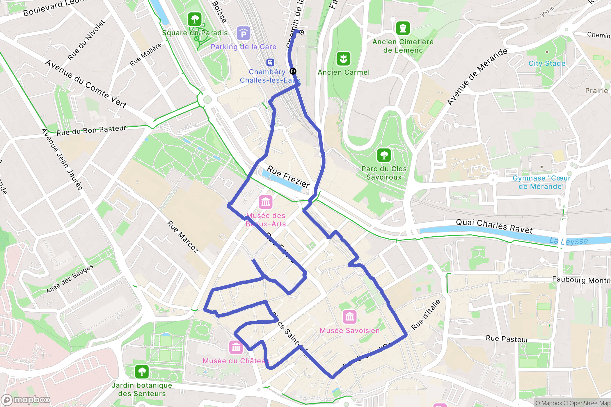 Chambéry : carte du parcours de randonnée - France